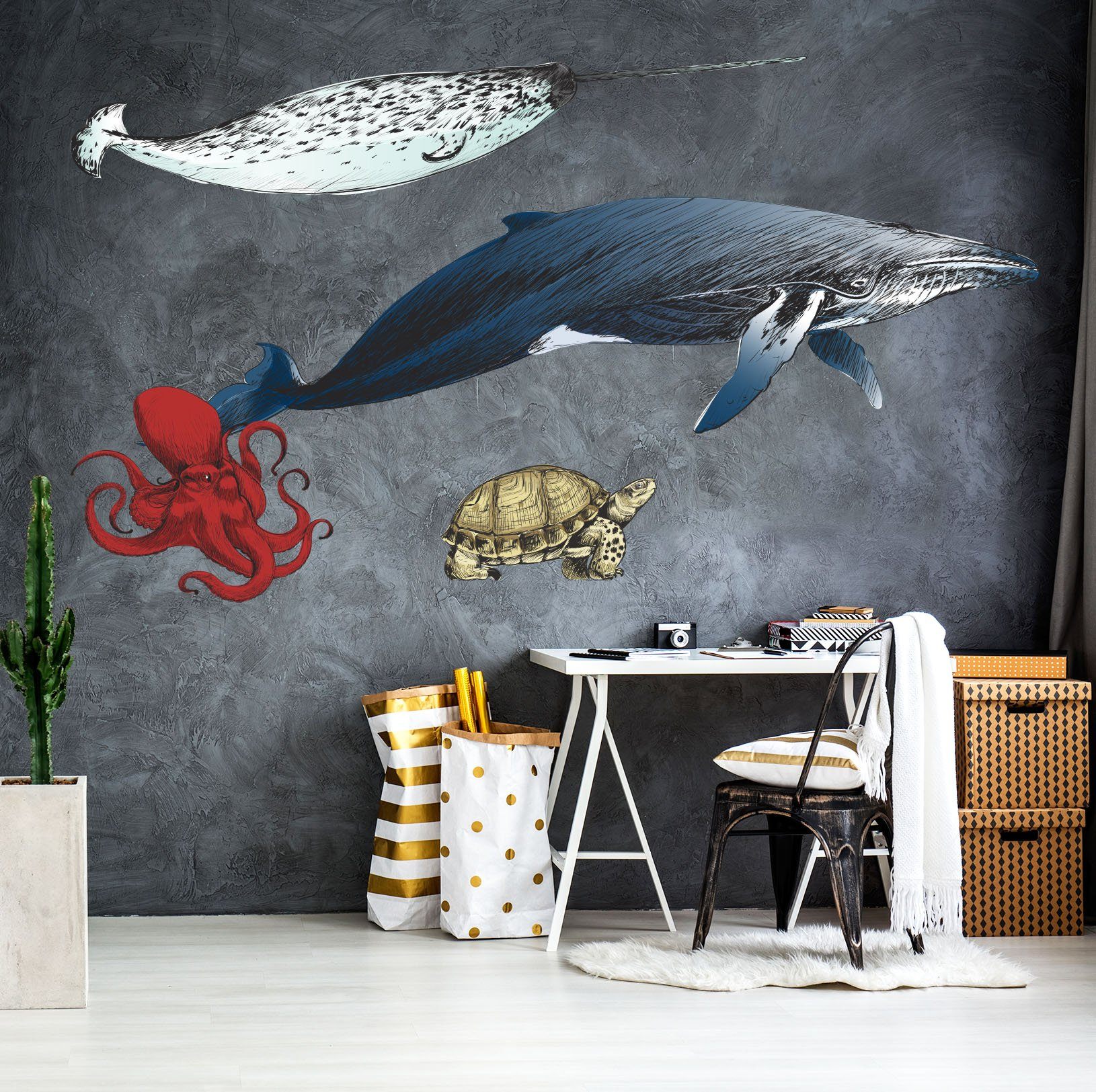 3D Undersea Animal 062 Animals Wall Stickers Wallpaper AJ Wallpaper
