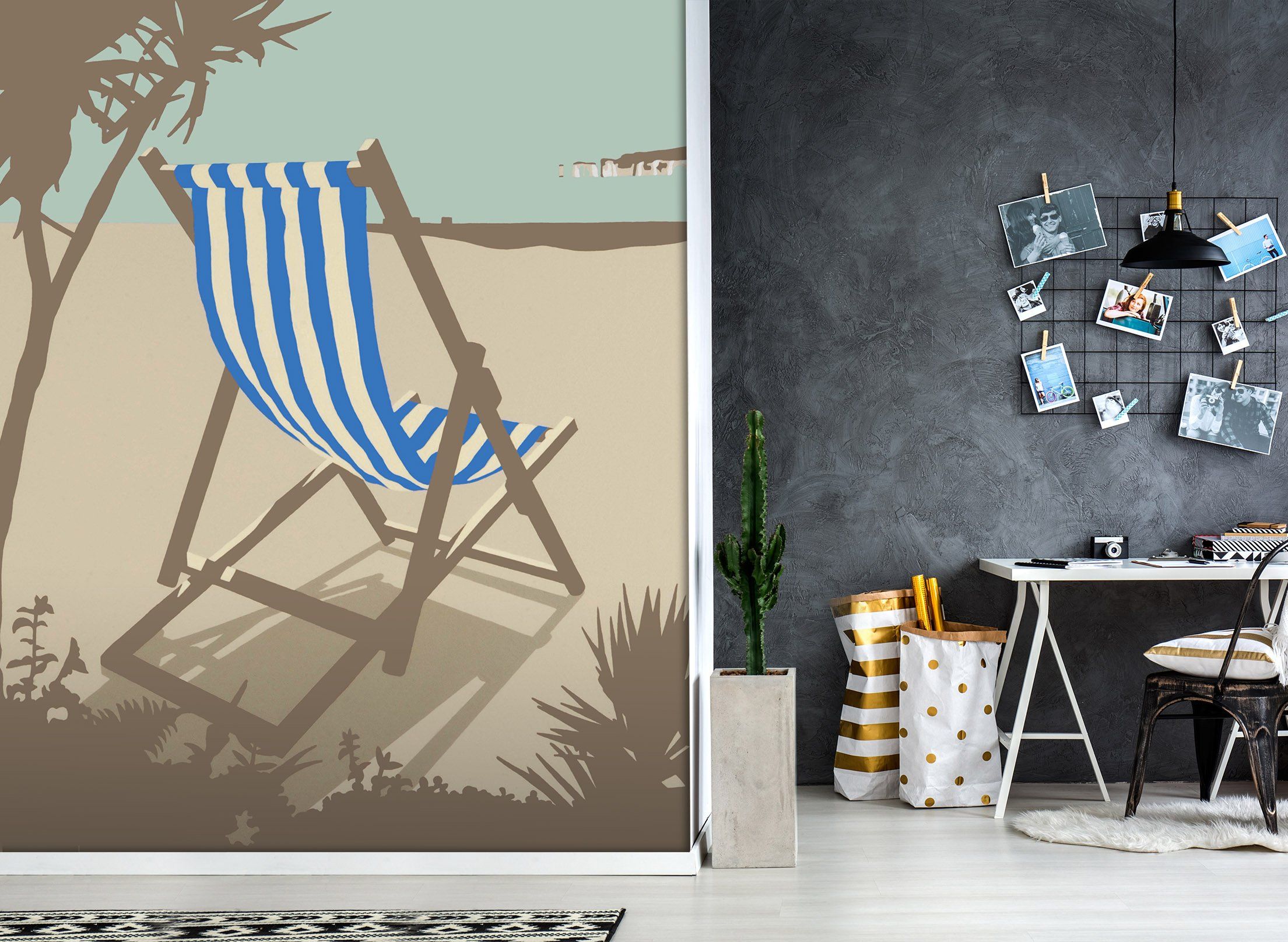 3D Bournemouth Blue Deckchair 1004 Steve Read Wall Mural Wall Murals Wallpaper AJ Wallpaper 2