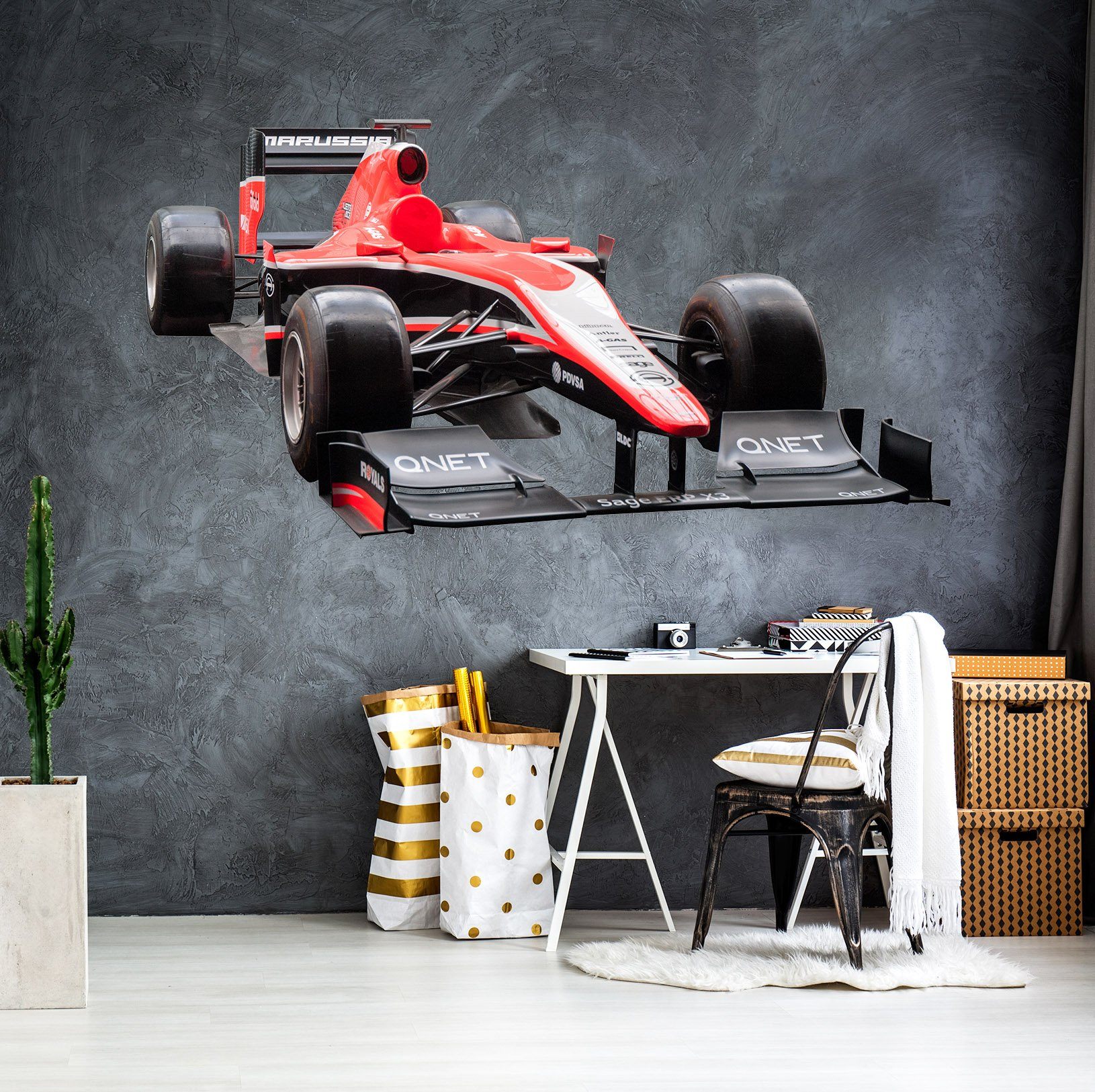 3D Red Tacing Car 0148 Vehicles Wallpaper AJ Wallpaper