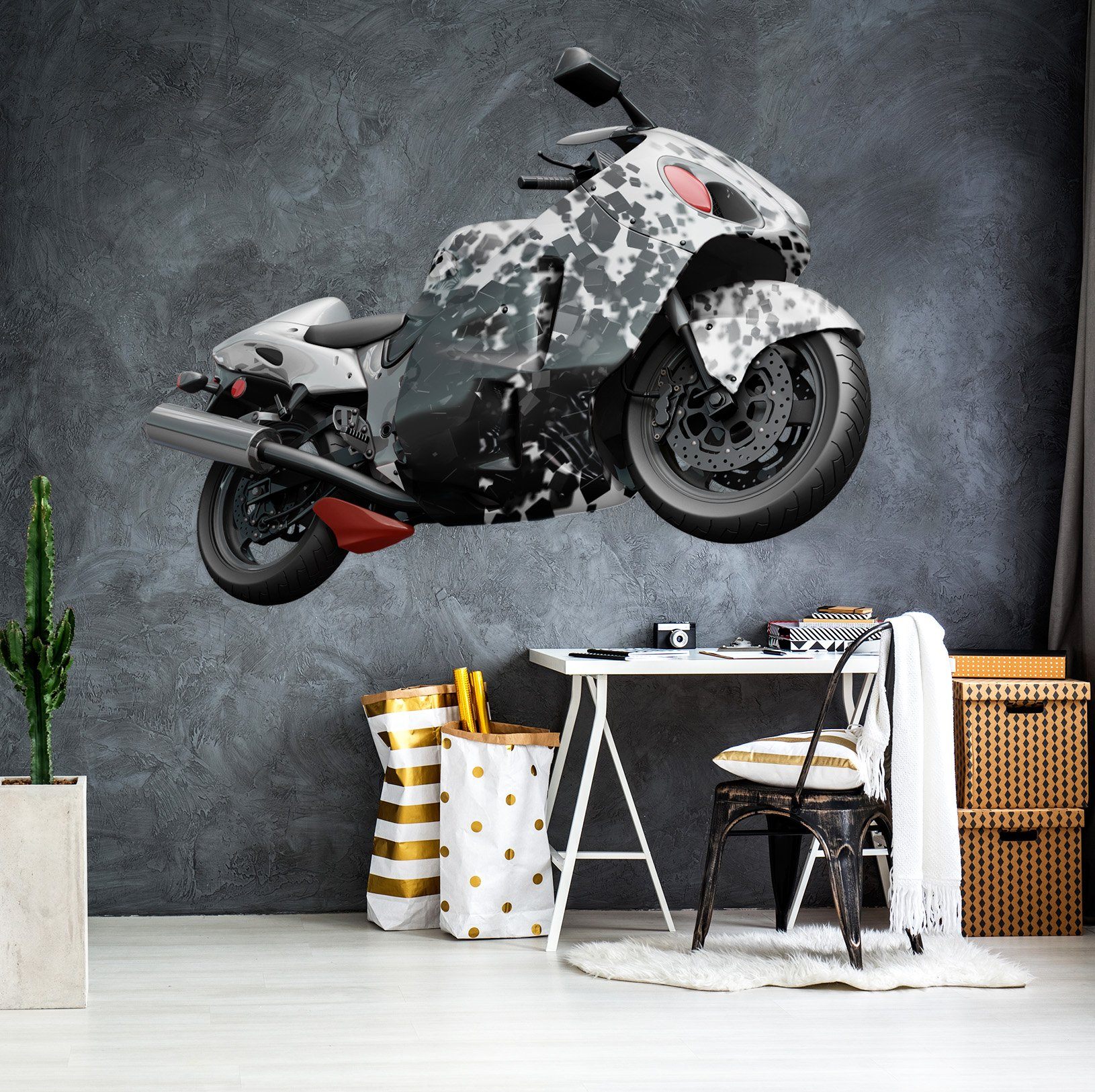 3D Black Motorcycle 0220 Vehicles Wallpaper AJ Wallpaper