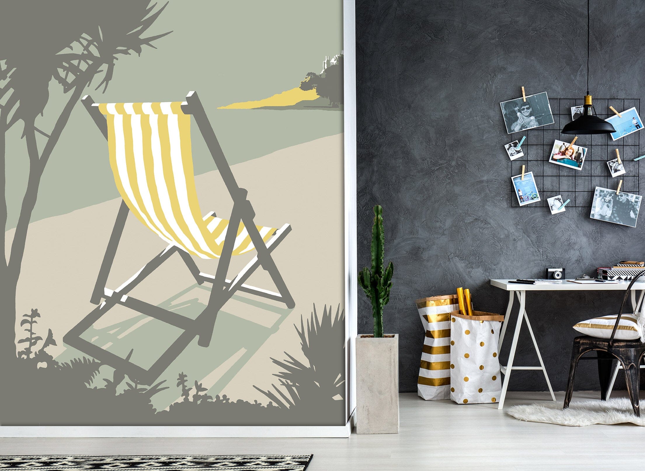 3D Marazion Deckchair 1026 Steve Read Wall Mural Wall Murals Wallpaper AJ Wallpaper 2