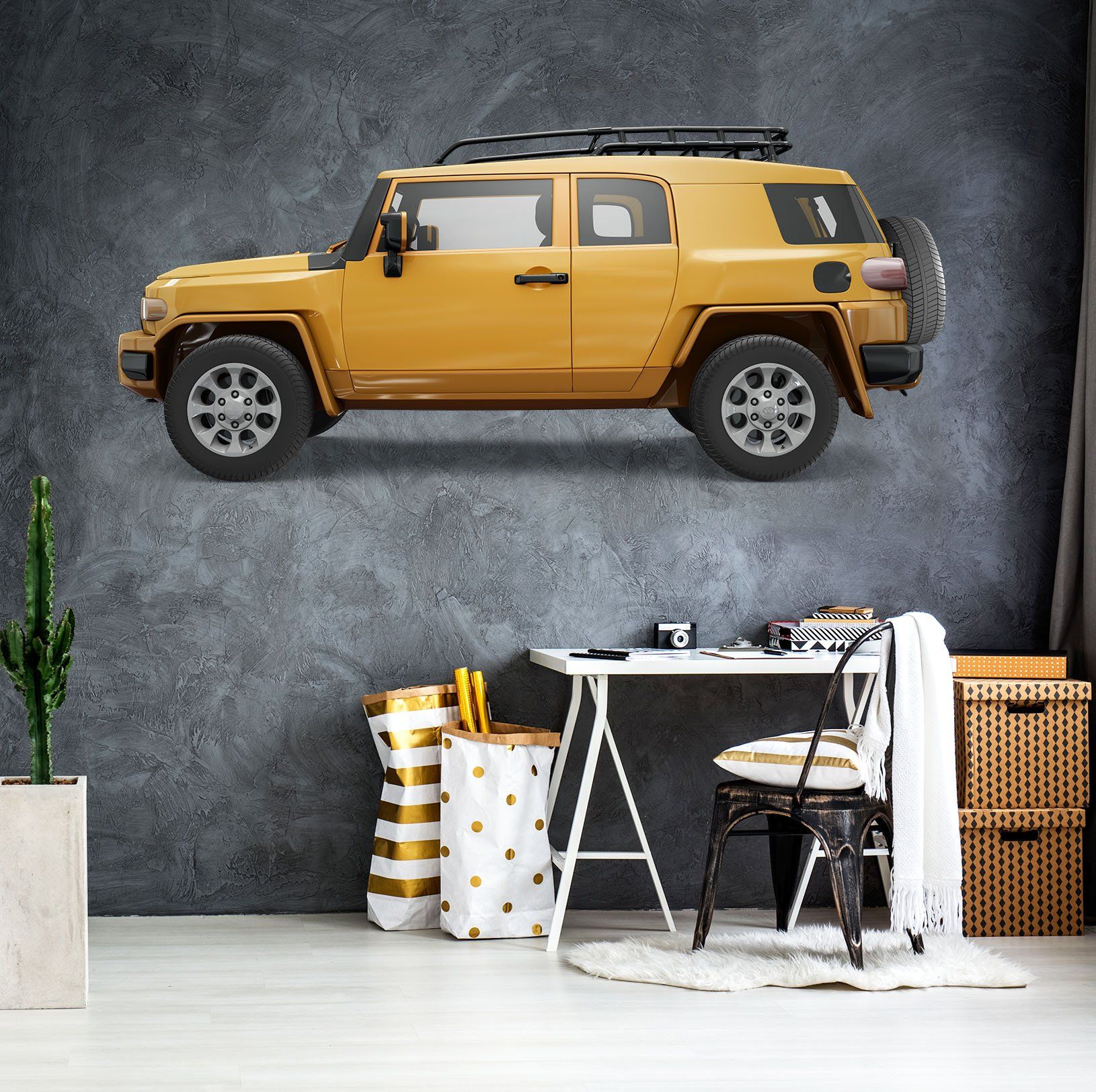 3D Yellow Buggy 268 Vehicles Wallpaper AJ Wallpaper