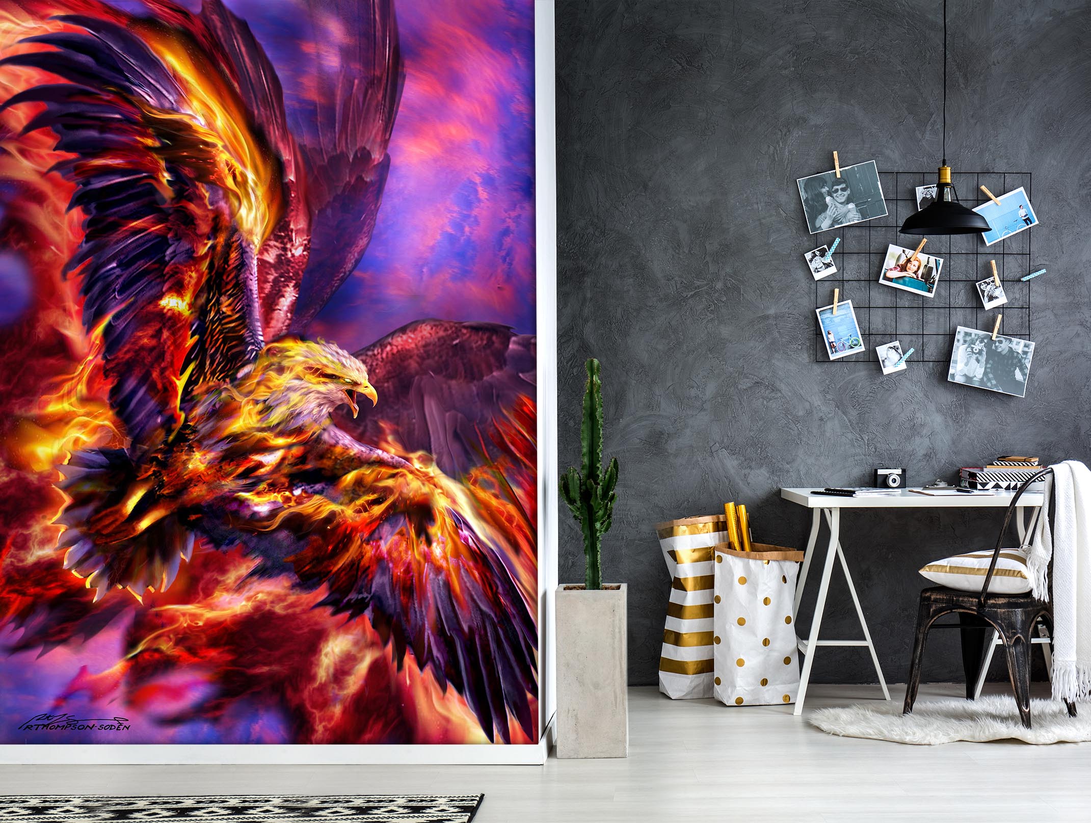 3D Flame Eagle 8148 Ruth Thompson Wall Mural Wall Murals
