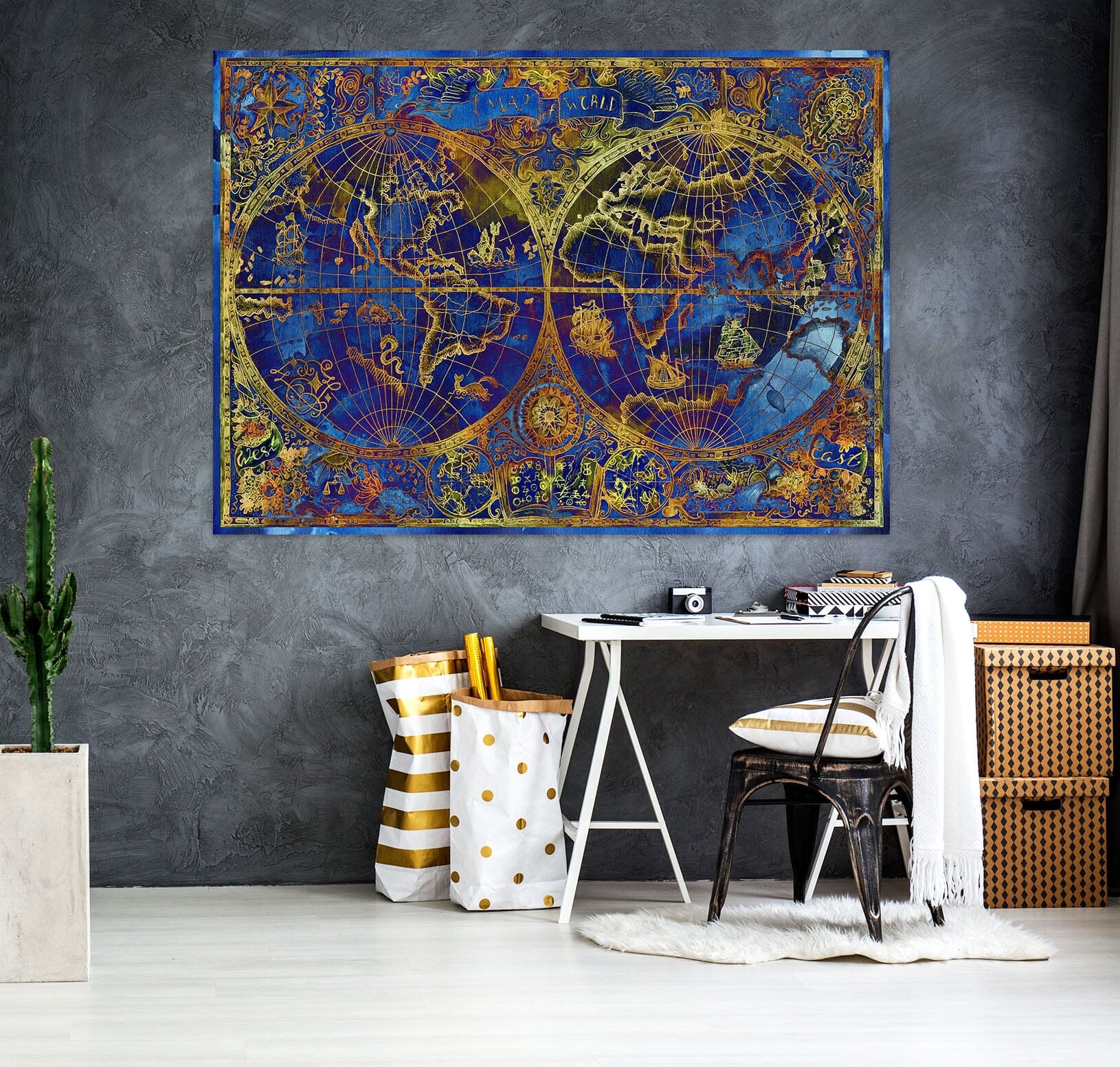 3D Deep Blue Sea 231 World Map Wall Sticker Wallpaper AJ Wallpaper 2