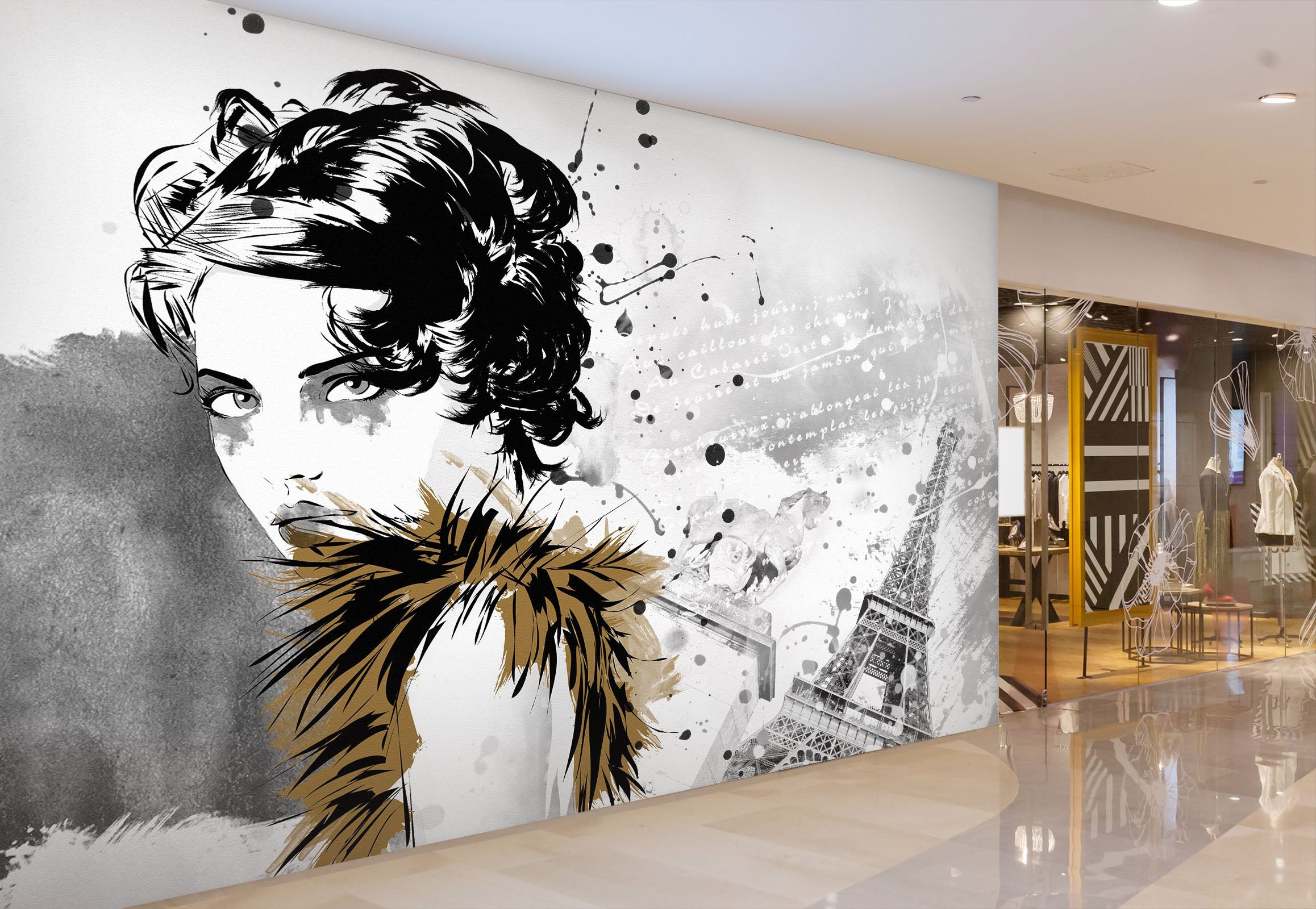 3D Sketch Girl Tower 127 Wall Murals