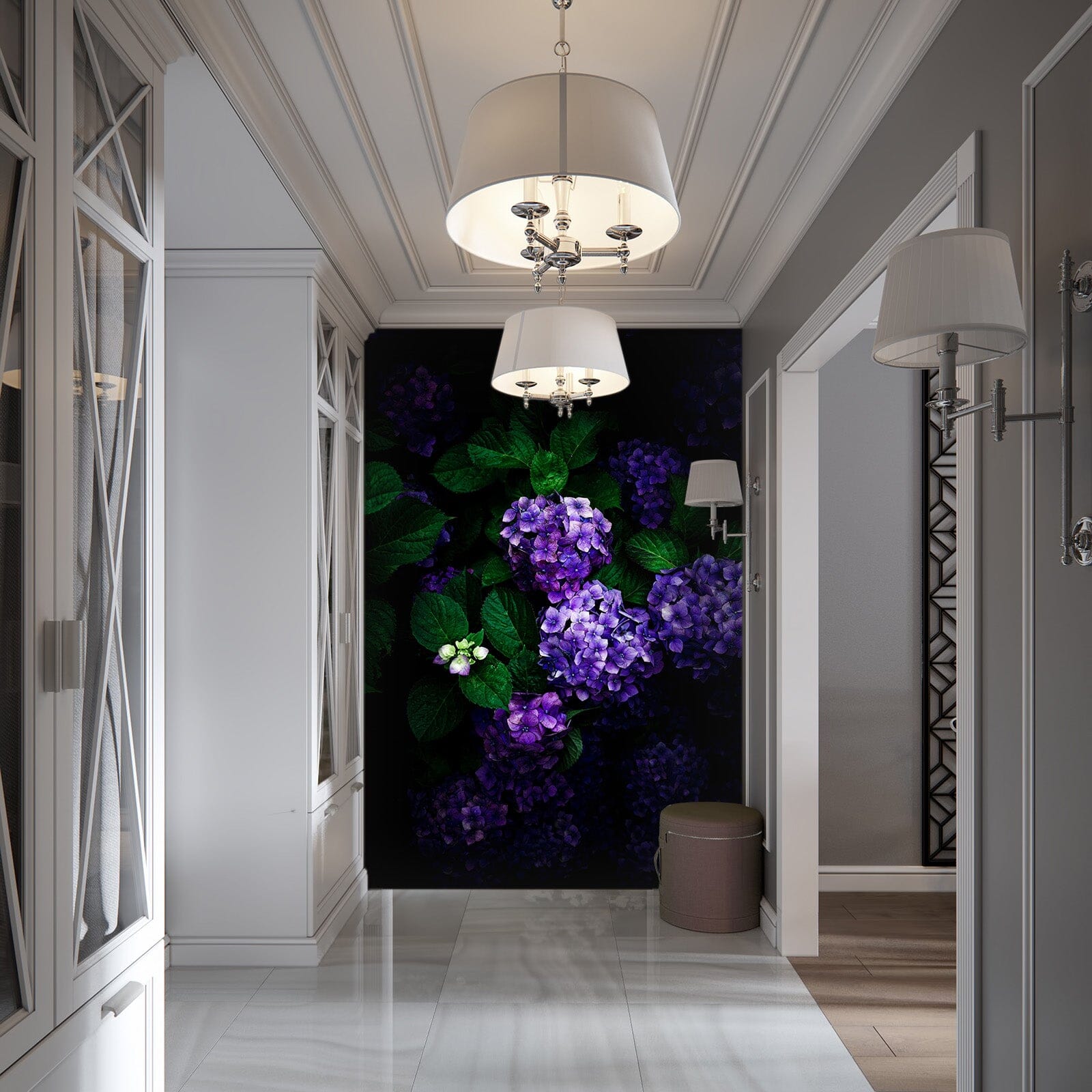 3D Purple hHydrangea 1302 Noirblanc777 Wall Mural Wall Murals Wallpaper AJ Wallpaper 2