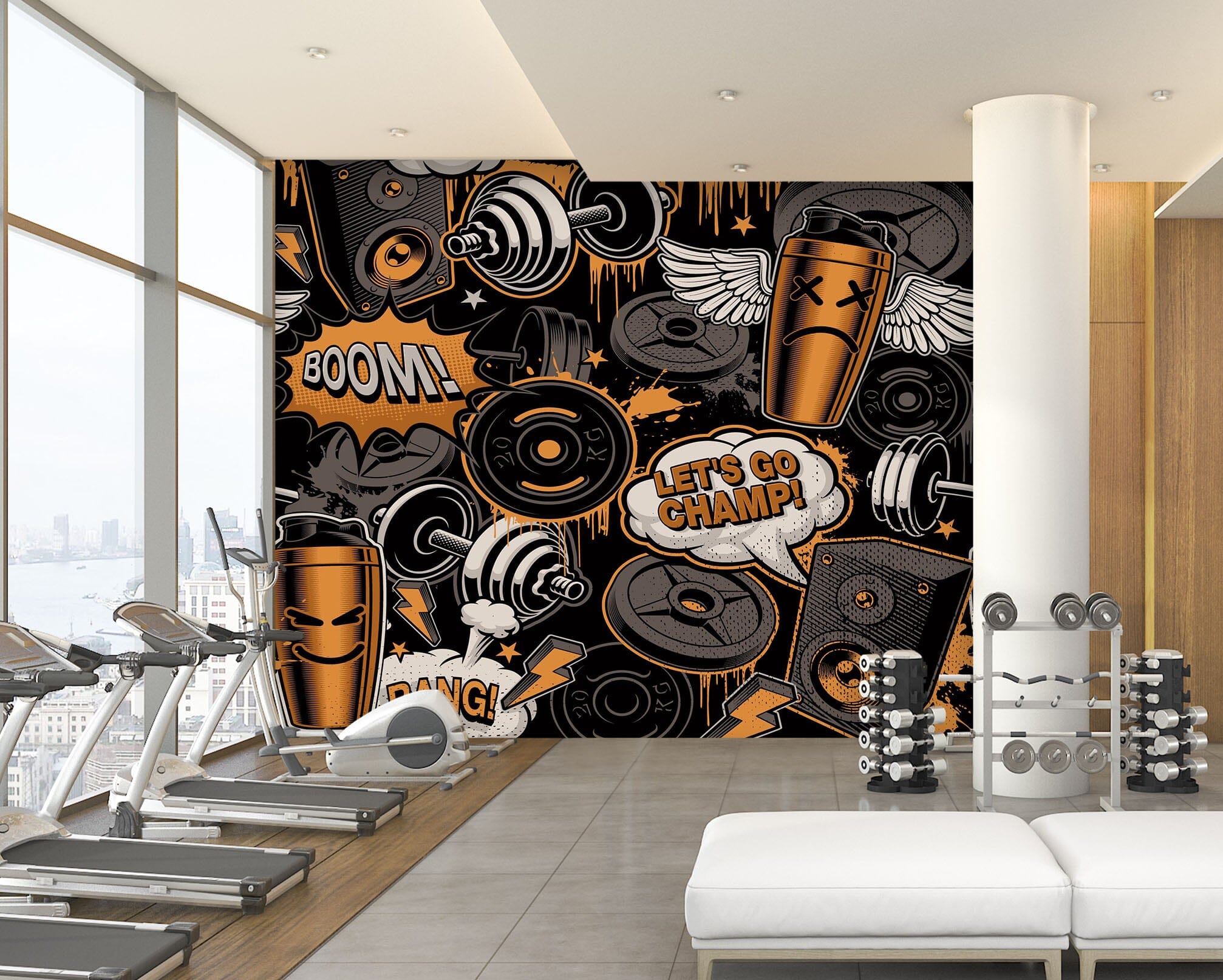 3D Fitness Dumbbell 300 Wall Murals Wallpaper AJ Wallpaper 2