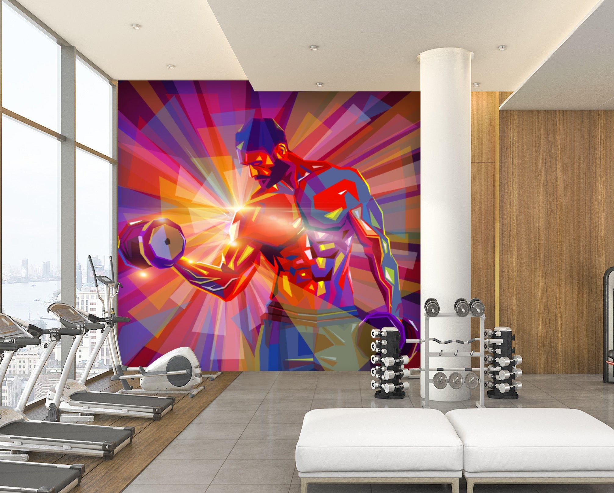 3D Dumbbell Abdominal Muscle 054 Wall Murals Wallpaper AJ Wallpaper 2