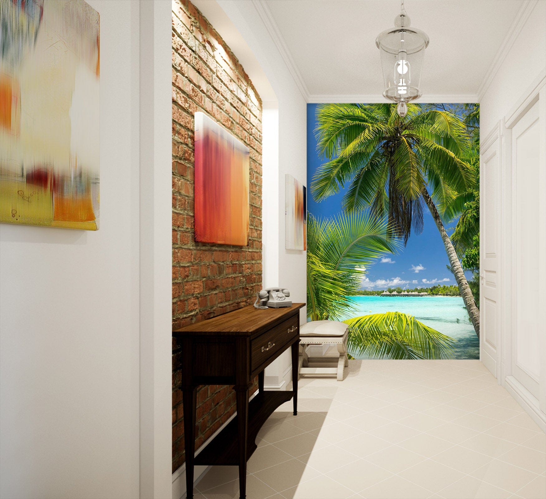 3D Coconut Tree Sea 072 Wall Murals Wallpaper AJ Wallpaper 2