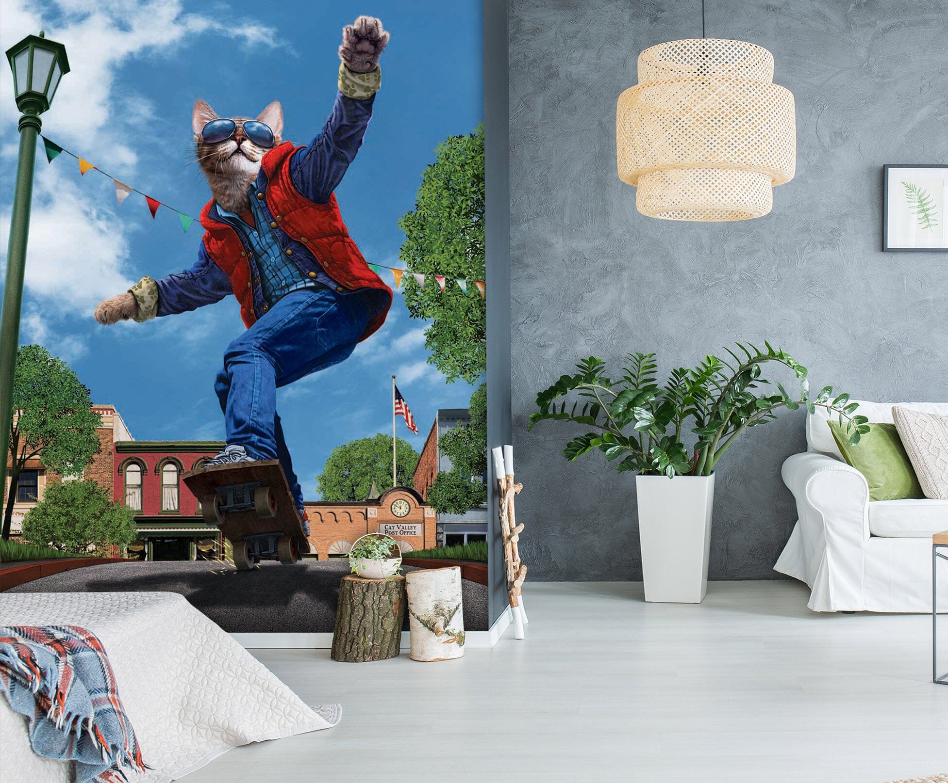 3D Skateboard Cat 1417 Wall Murals Exclusive Designer Vincent Wallpaper AJ Wallpaper 2