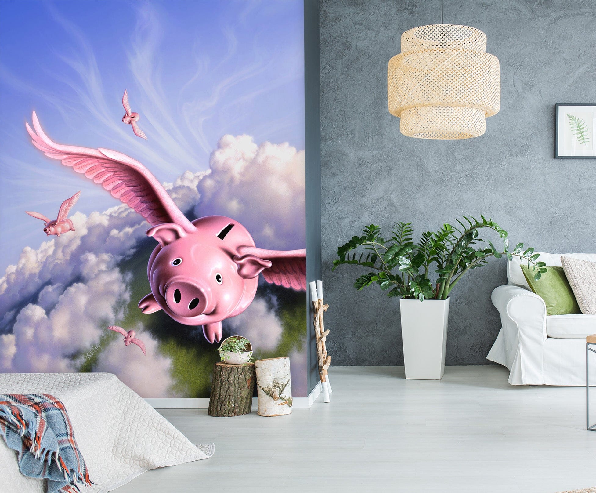 3D Piggies 1416 Jerry LoFaro Wall Mural Wall Murals Wallpaper AJ Wallpaper 2