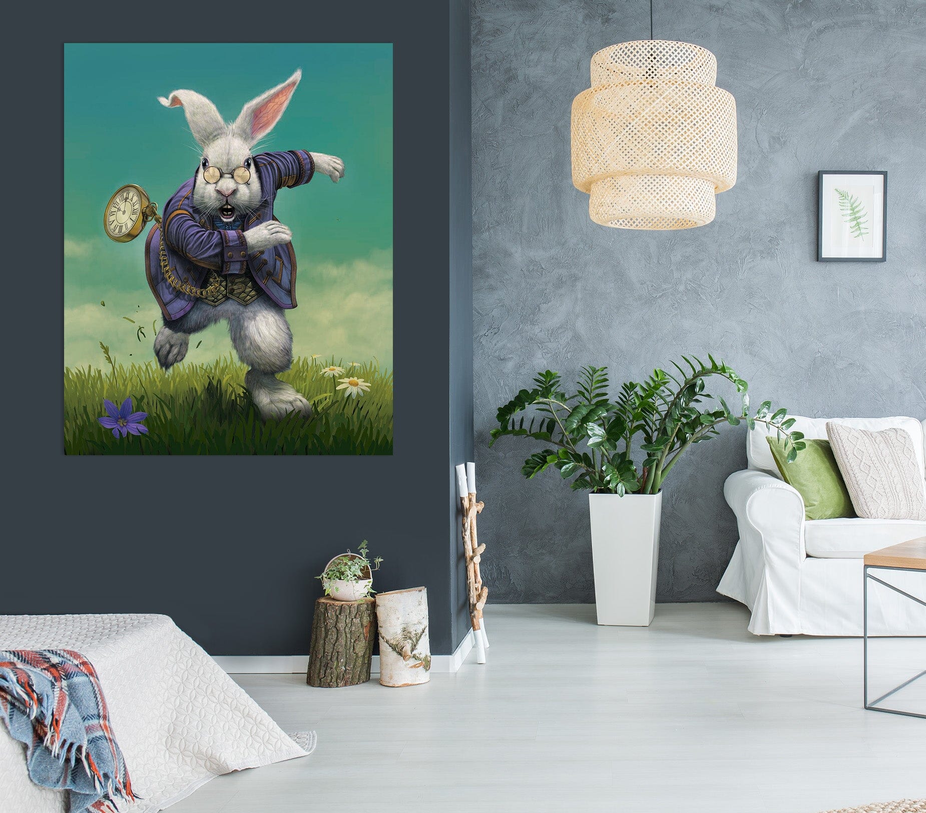 3D White Rabbit 092 Vincent Hie Wall Sticker Wallpaper AJ Wallpaper 2