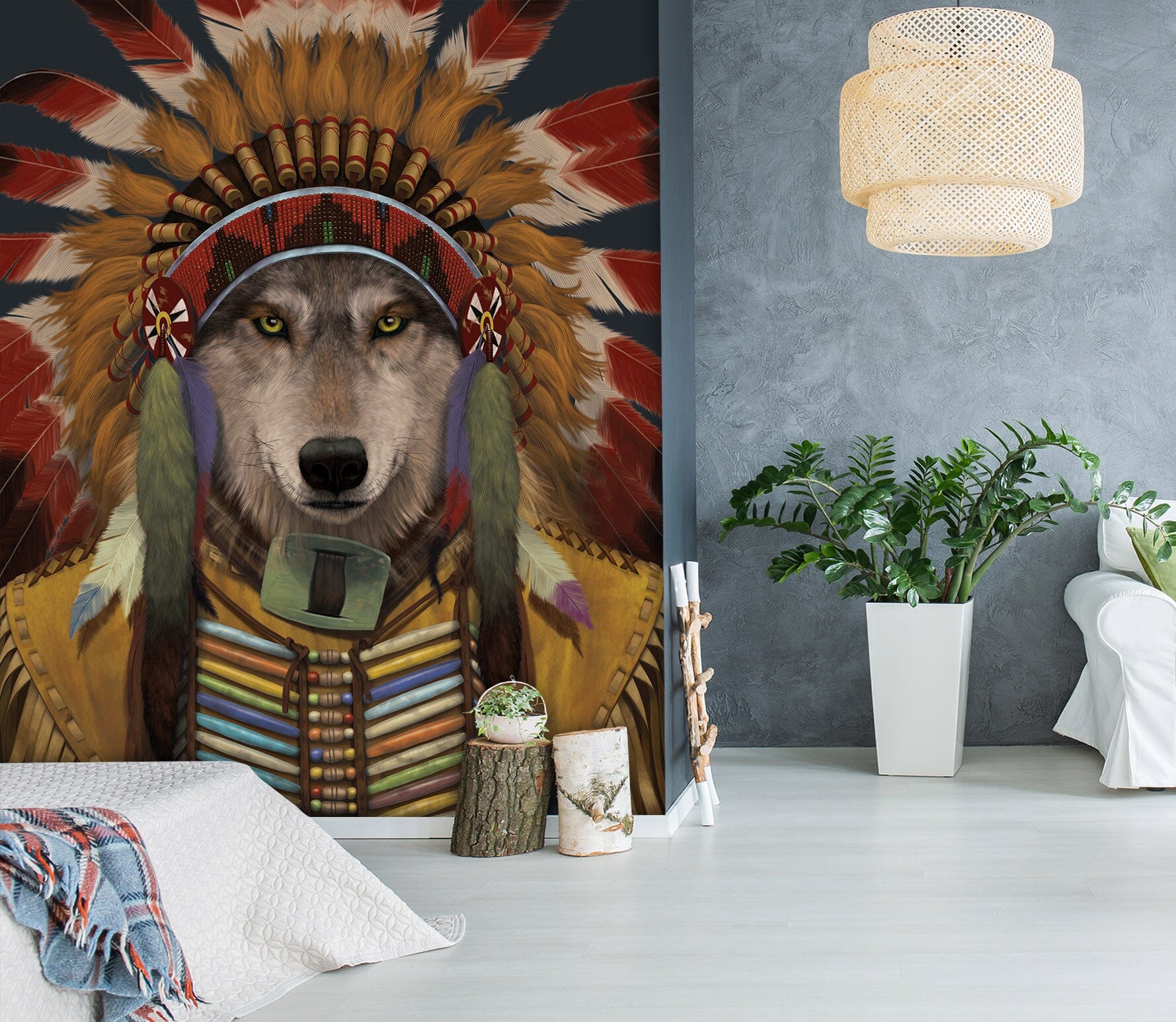 3D Wolf Spirit Chief 1573 Wall Murals Exclusive Designer Vincent Wallpaper AJ Wallpaper 2