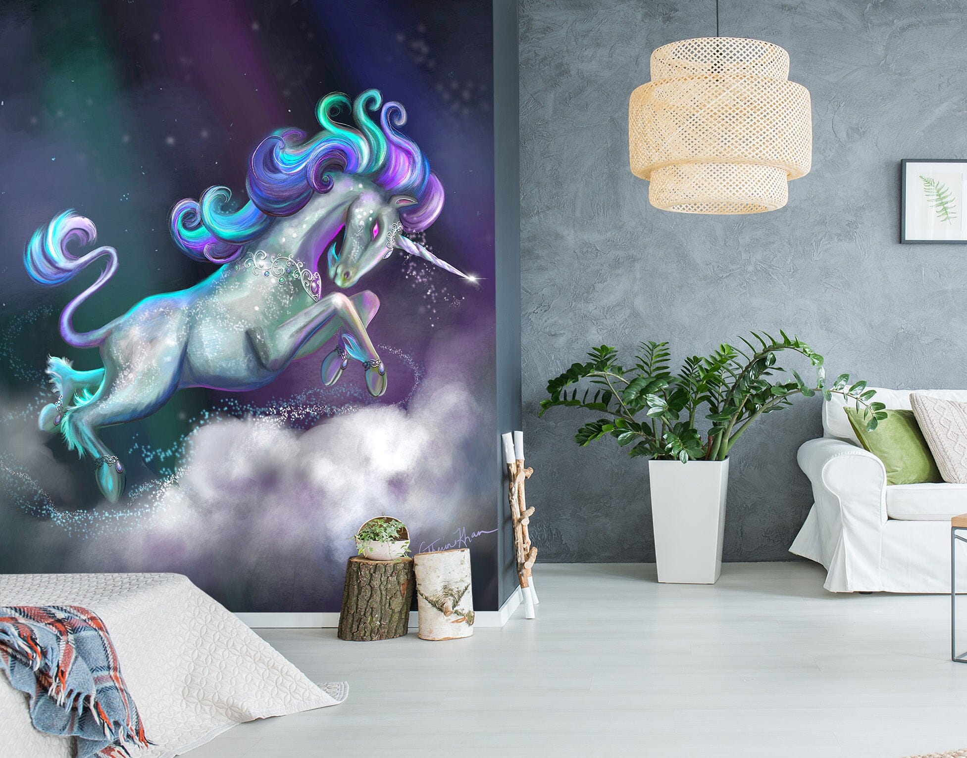 3D Cute Unicorn 1411 Rose Catherine Khan Wall Mural Wall Murals Wallpaper AJ Wallpaper 2