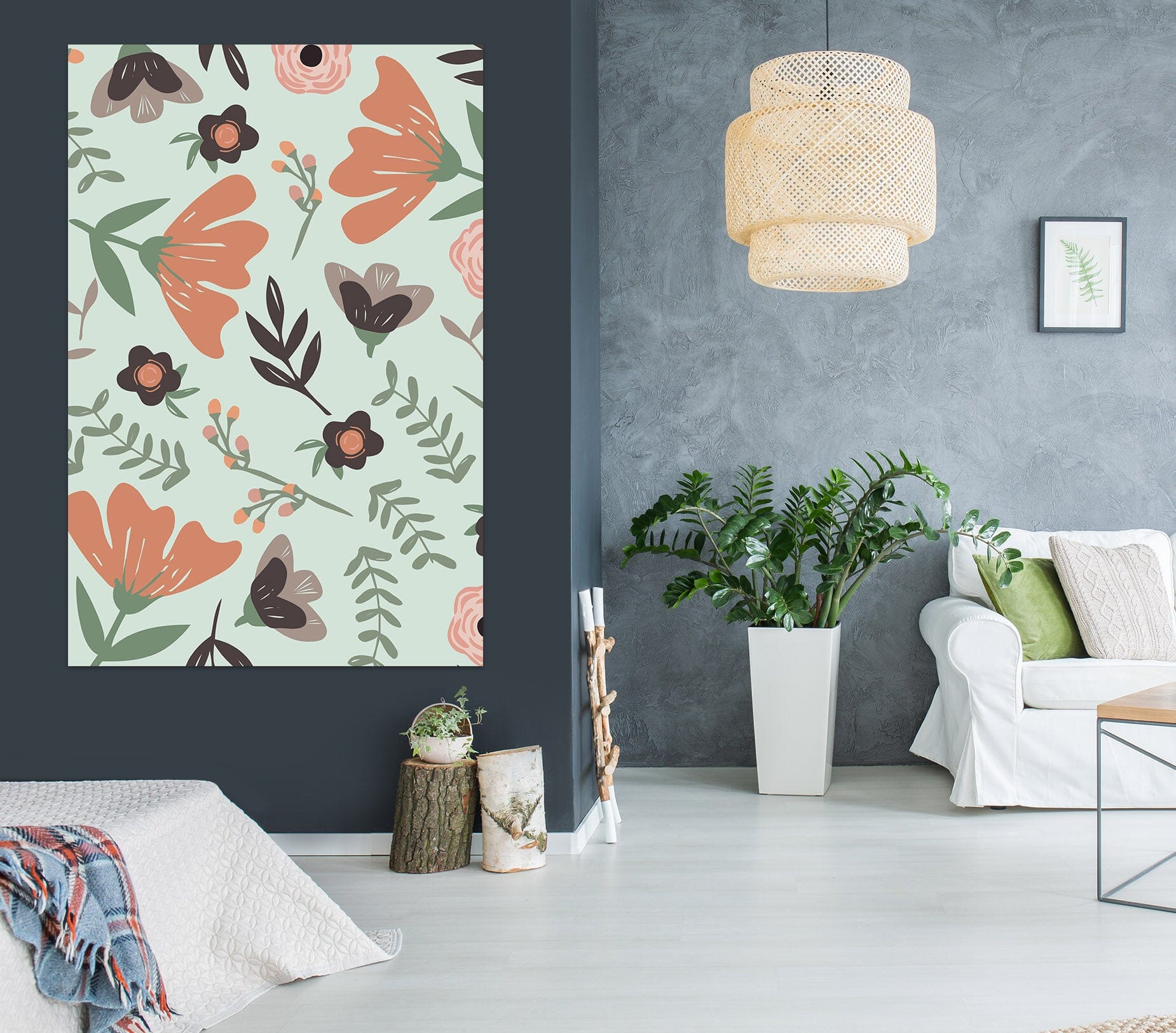 3D Colored Flowers 009 Jillian Helvey Wall Sticker Wallpaper AJ Wallpaper 2