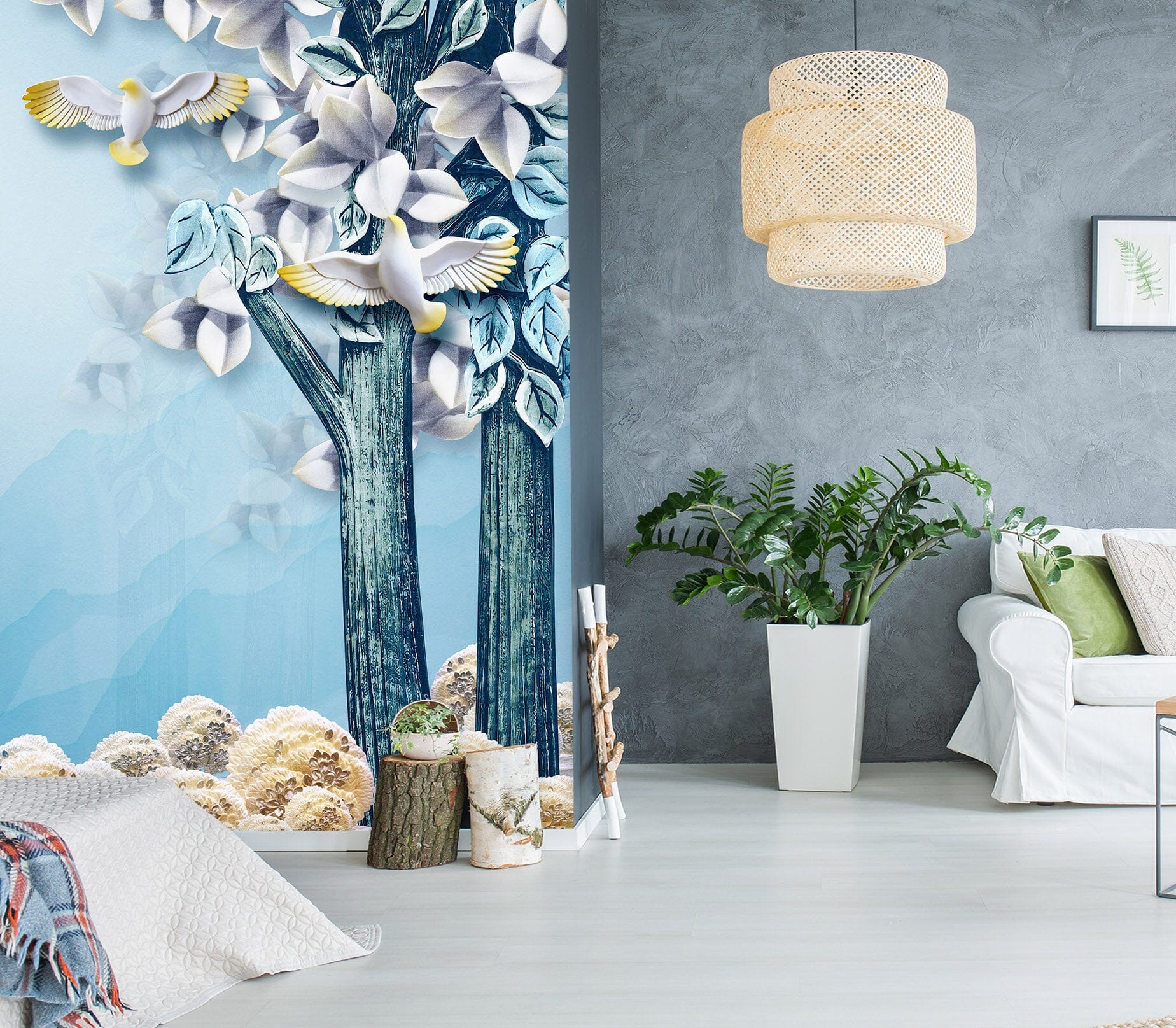 3D Painted Leaves 1808 Wall Murals Wallpaper AJ Wallpaper 2