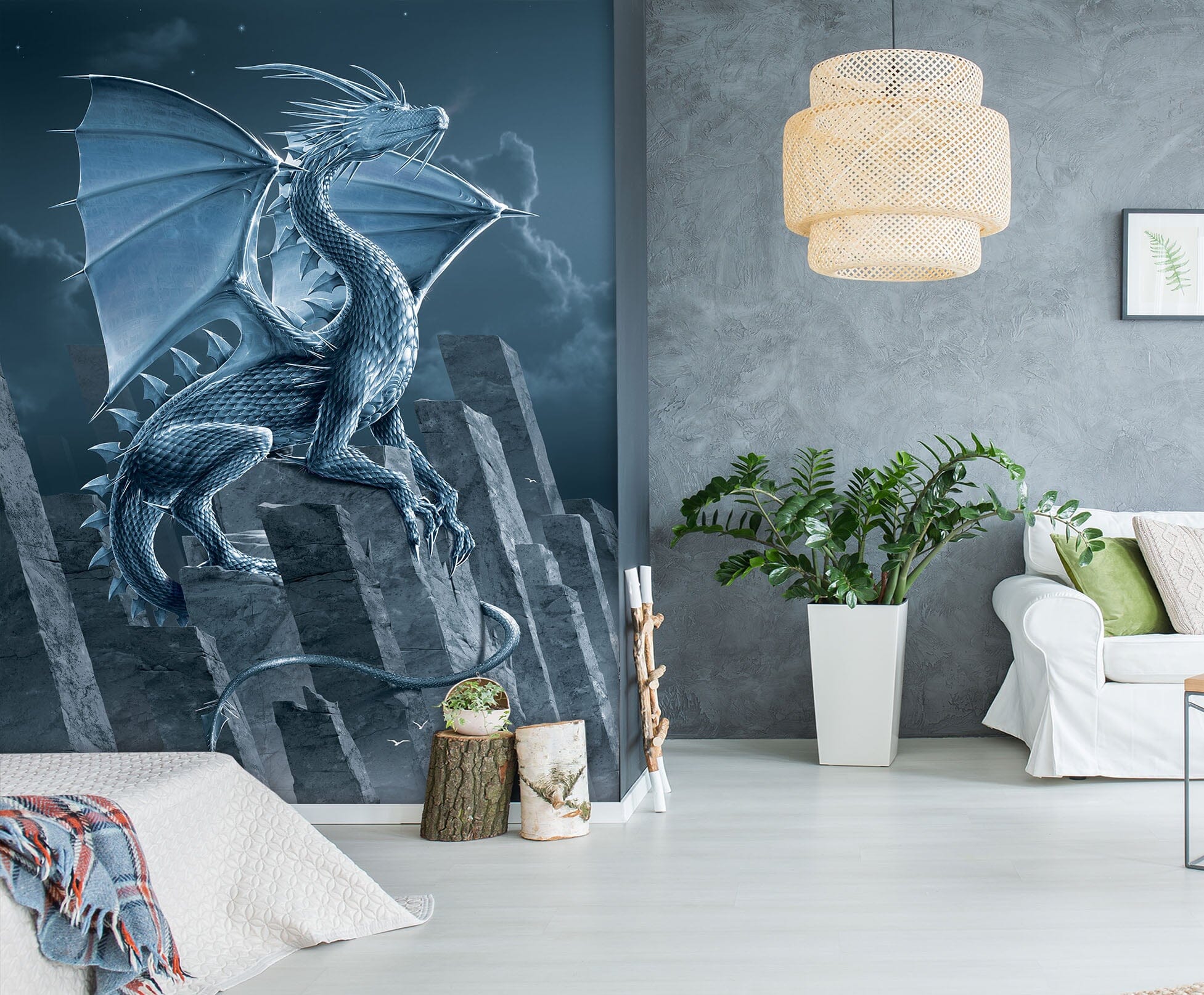 3D Silver Dragon 1550 Wall Murals Exclusive Designer Vincent Wallpaper AJ Wallpaper 2