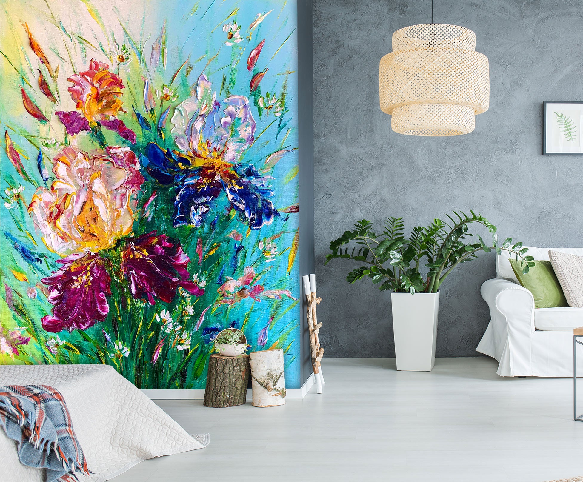3D Painted Flowers 178 Skromova Marina Wall Mural Wall Murals