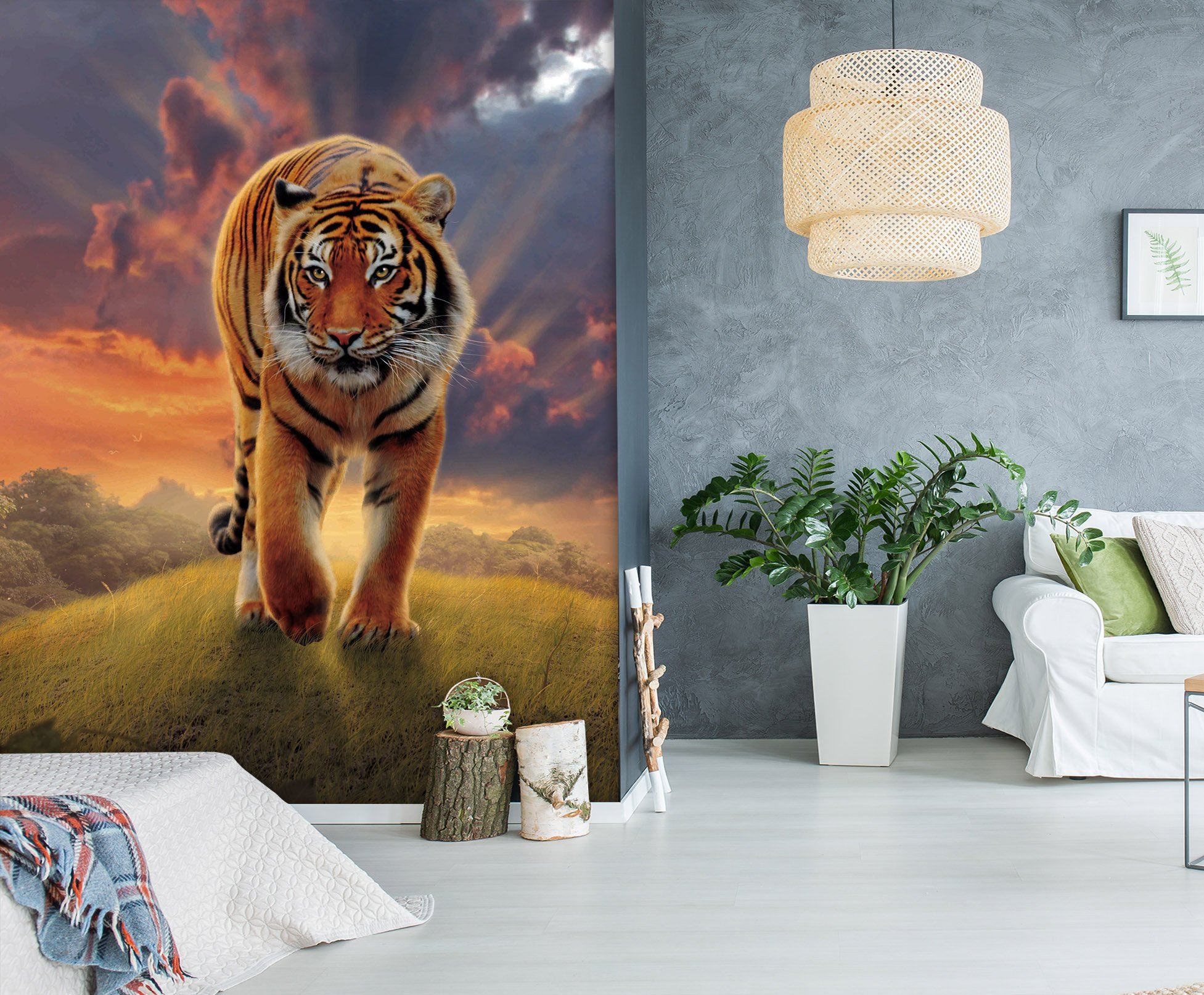 3D Rising Tiger Designer Vincent hie Wall Mural Wallpaper AJ Wallpaper 1