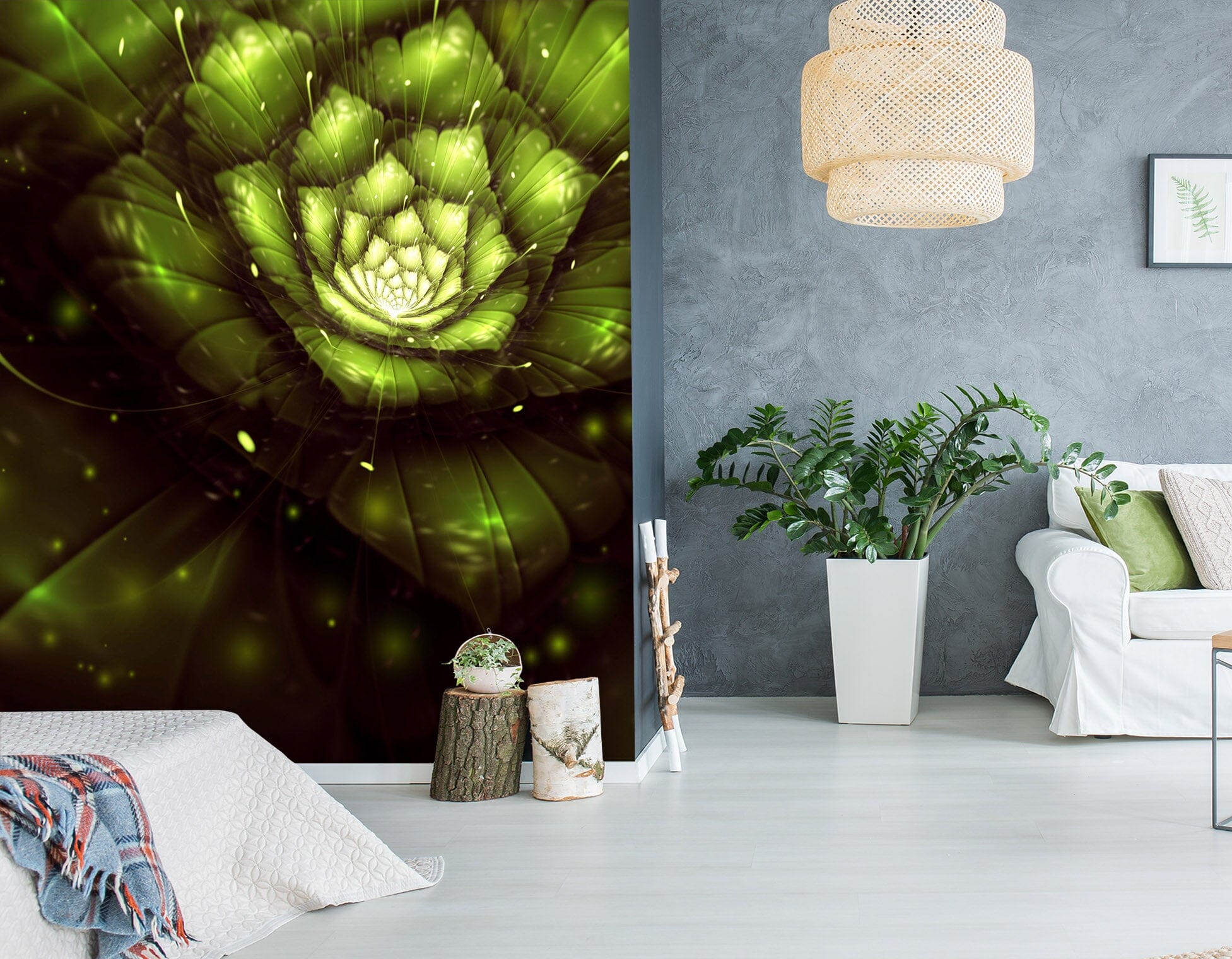 3D Green Lotus 2027 Wall Murals Wallpaper AJ Wallpaper 2