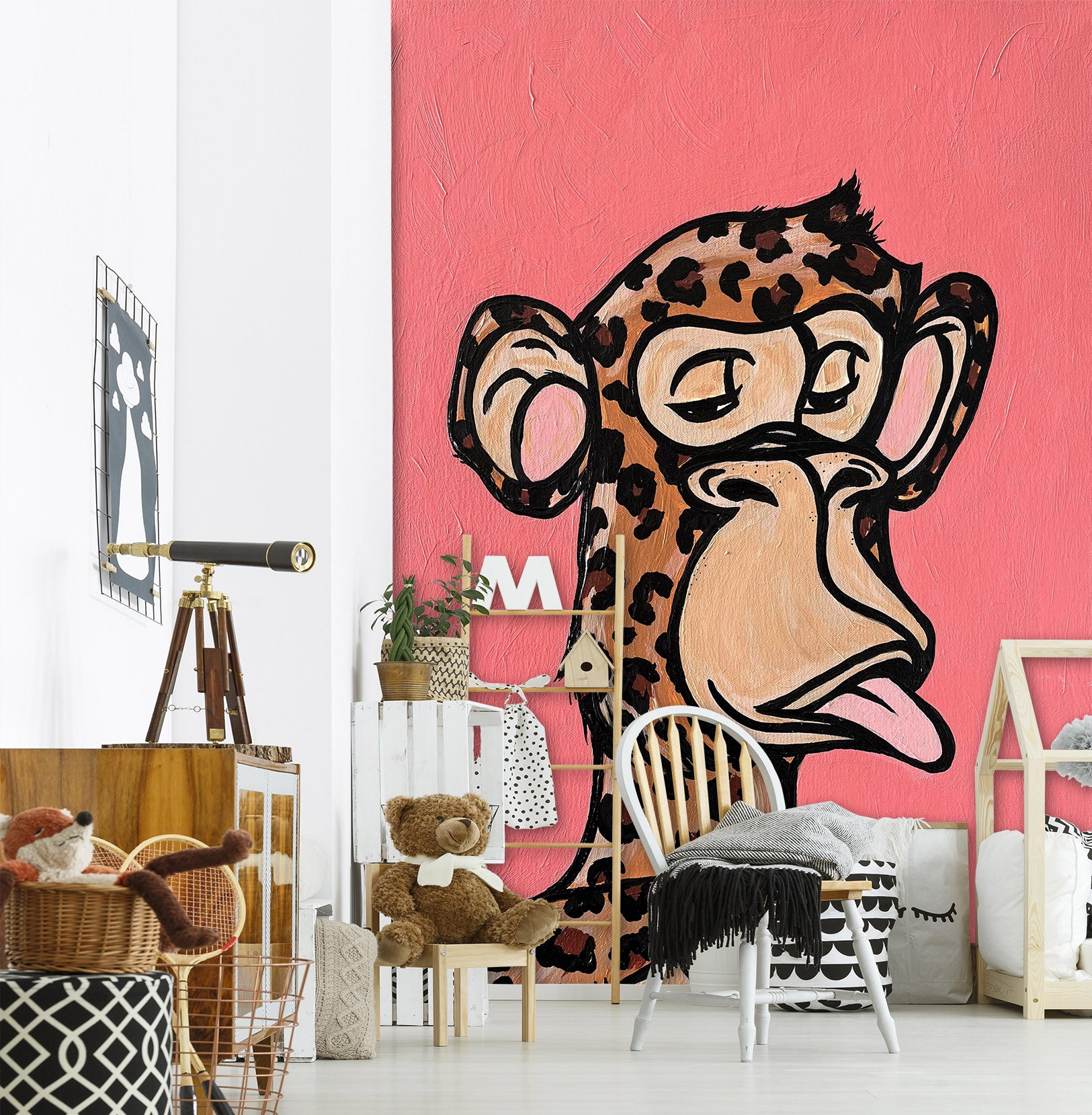 3D Giraffe Monkey 1288 Jacqueline Reynoso Wall Mural Wall Murals