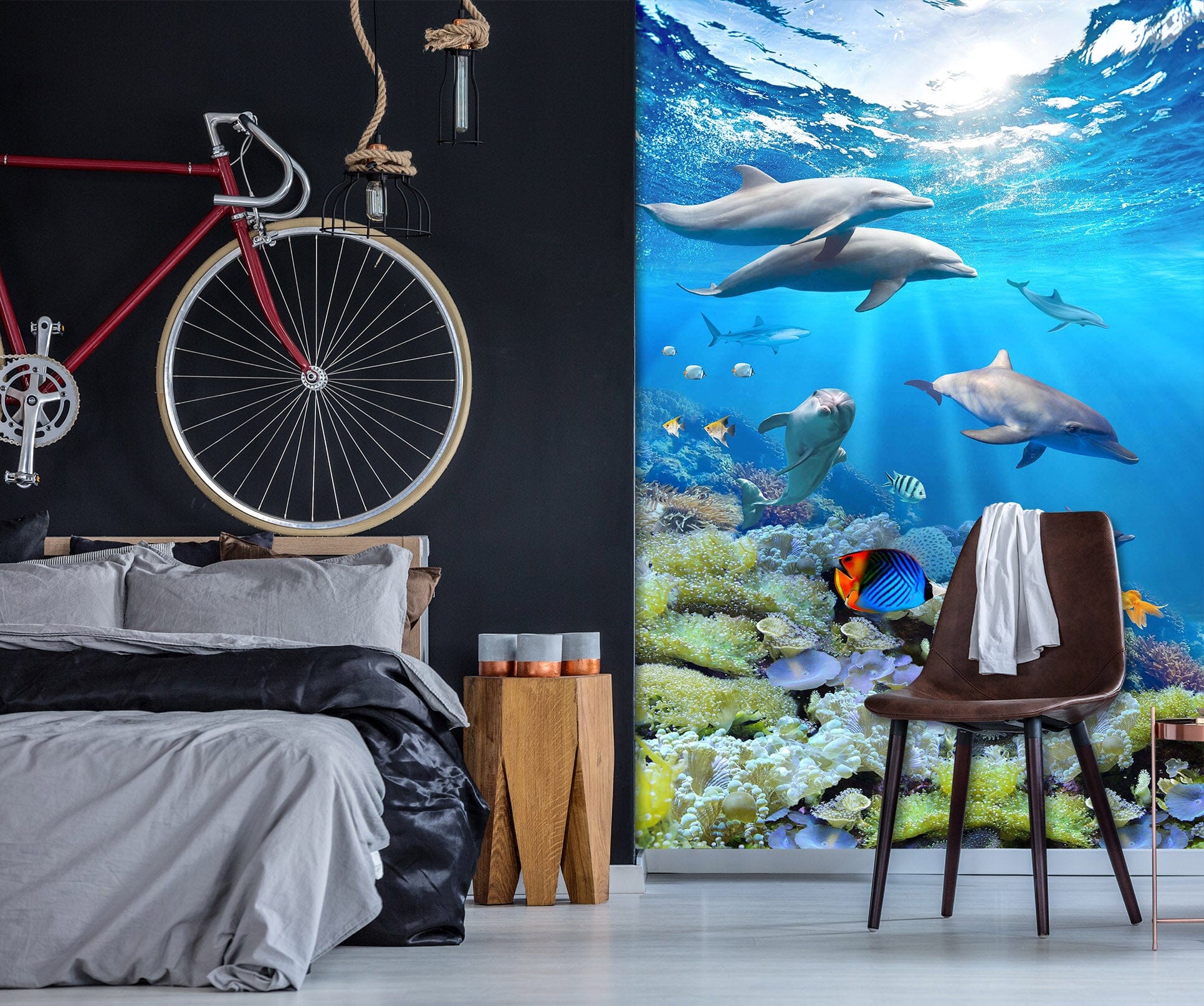 3D Deep Sea Dolphin 1967 Wall Murals Wallpaper AJ Wallpaper 2