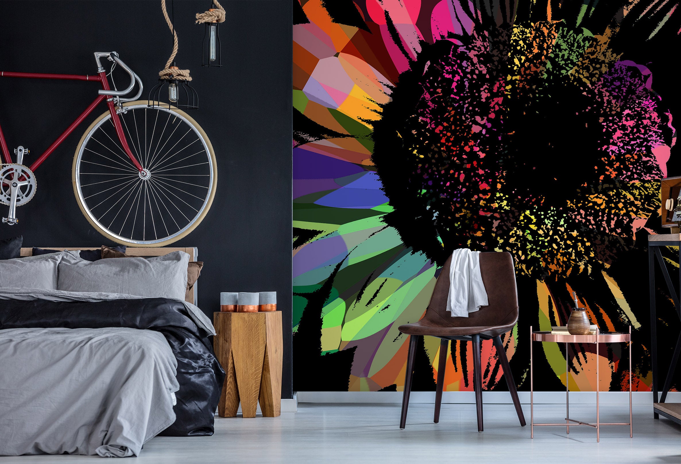 3D Black Colored Flowers 19111 Shandra Smith Wall Mural Wall Murals