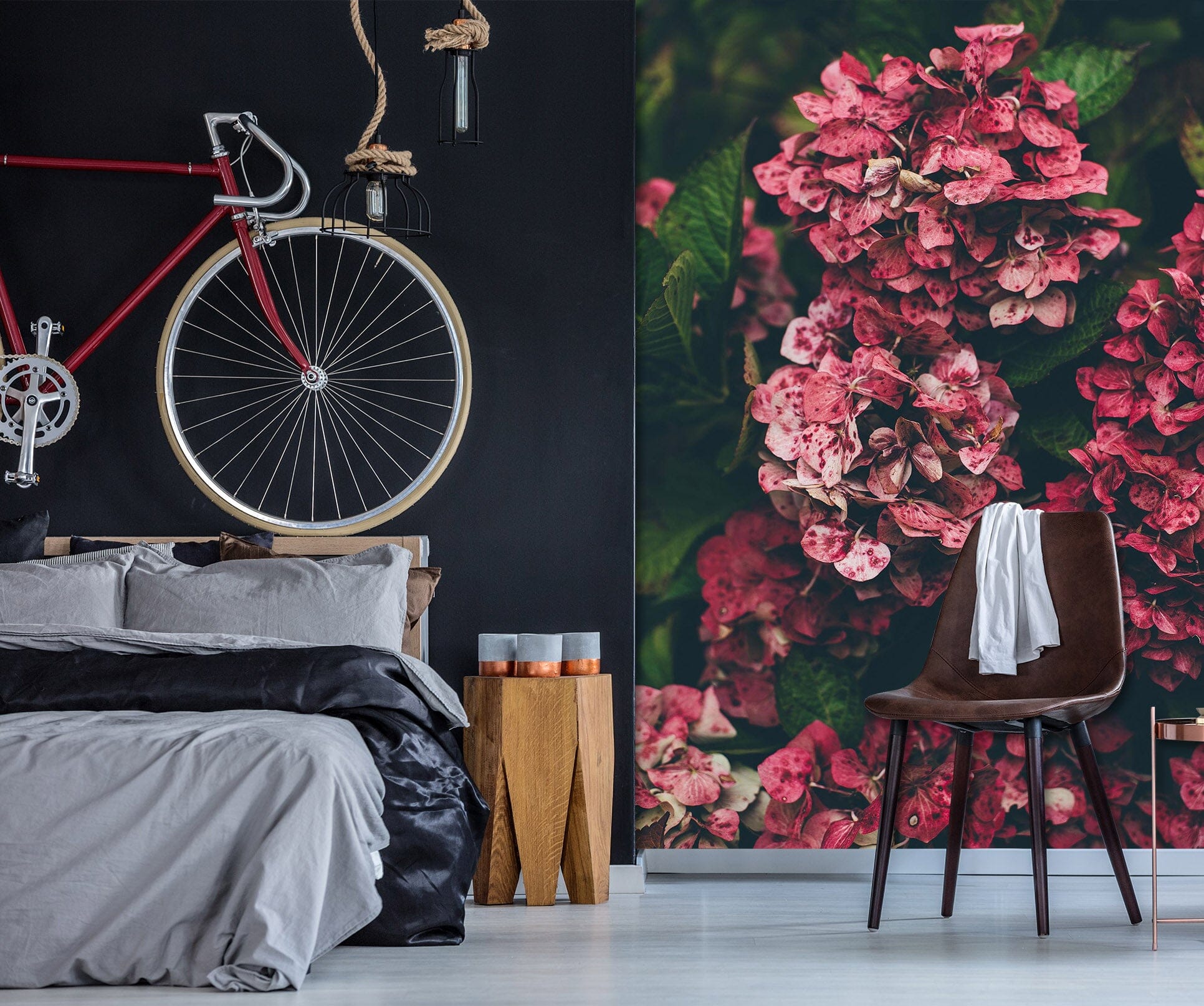 3D Red Hydrangea 2087 Wall Murals Wallpaper AJ Wallpaper 2