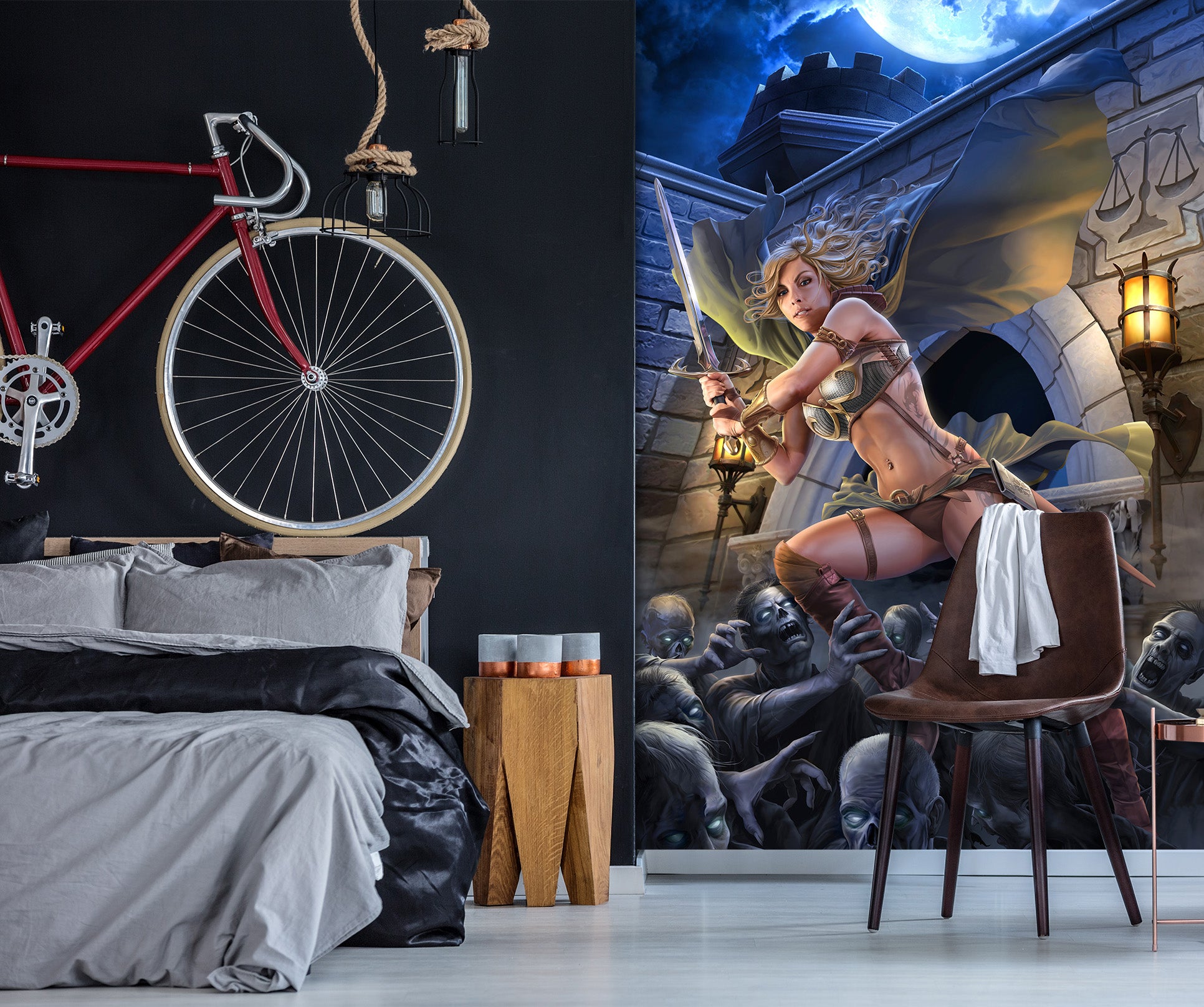 3D Female Warrior 5045 Tom Wood Wall Mural Wall Murals