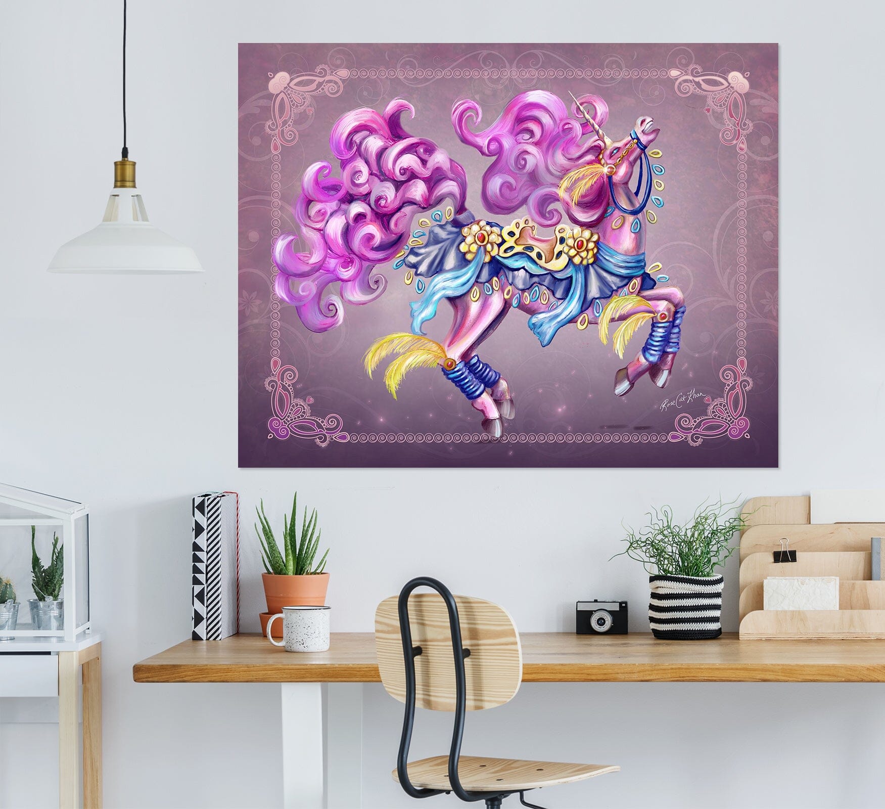 3D Purple Unicorn 202 Rose Catherine Khan Wall Sticker Wallpaper AJ Wallpaper 2