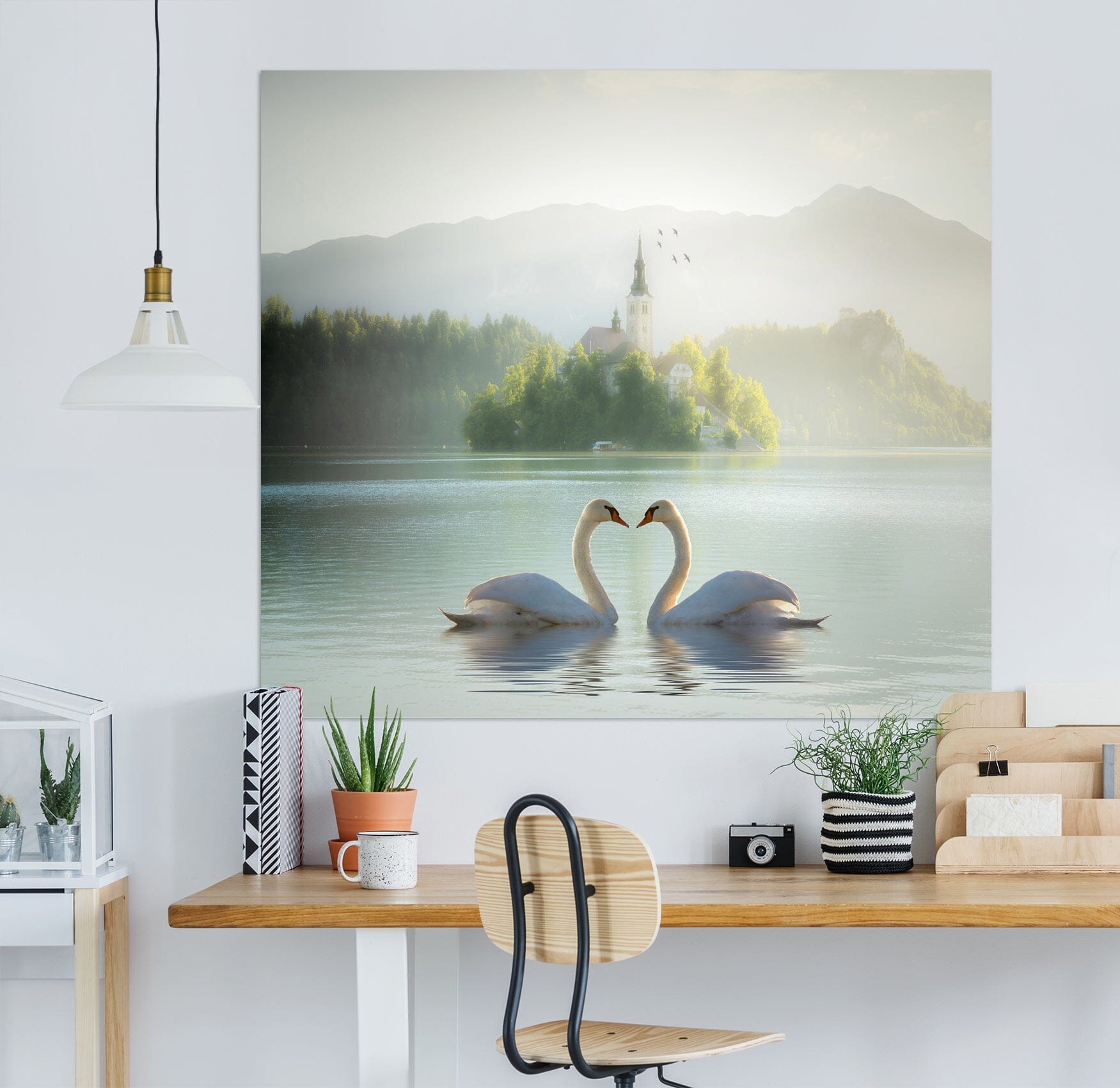 3D Swan Lake 124 Marco Carmassi Wall Sticker Wallpaper AJ Wallpaper 2