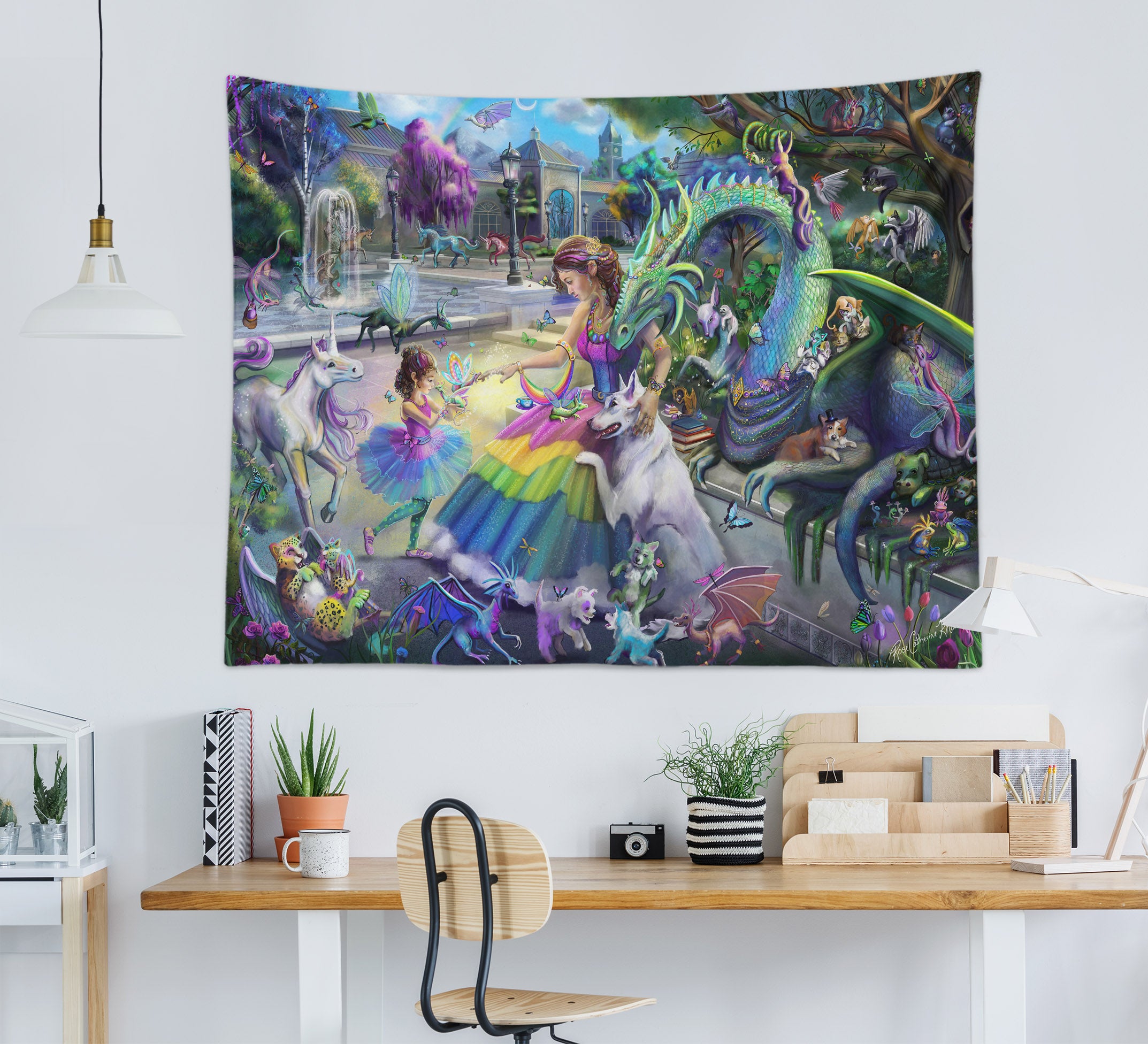 3D Dragon Princess 953 Rose Catherine Khan Tapestry Hanging Cloth Hang