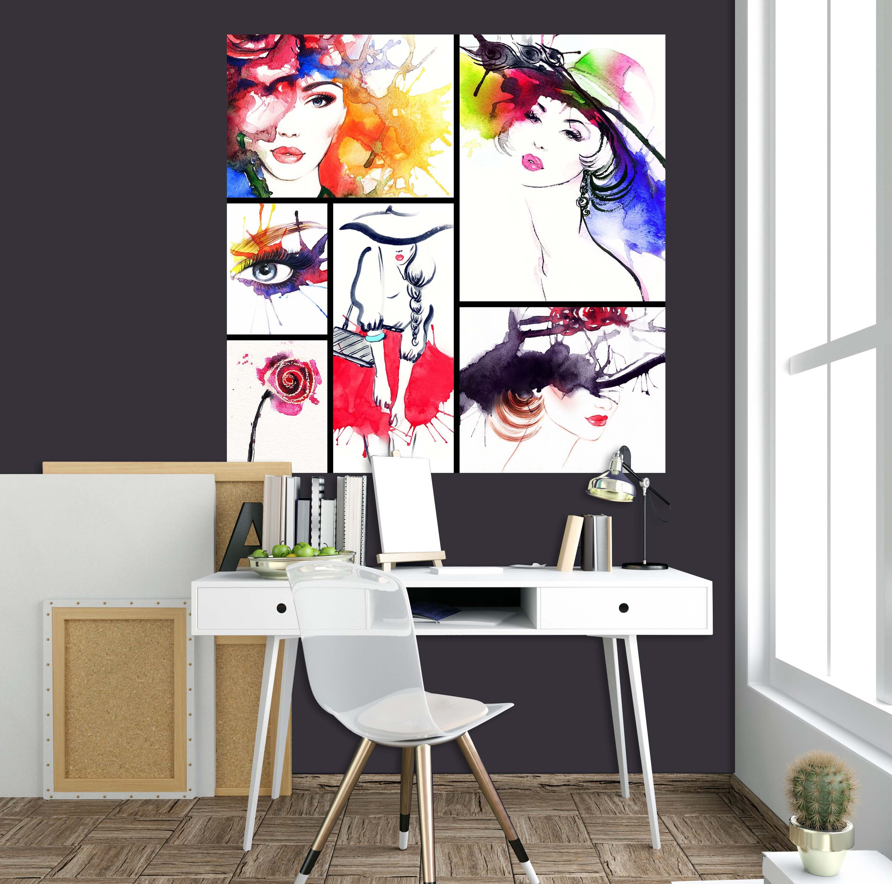 3D White Hat Woman 1015 Wall Sticker Wallpaper AJ Wallpaper 2
