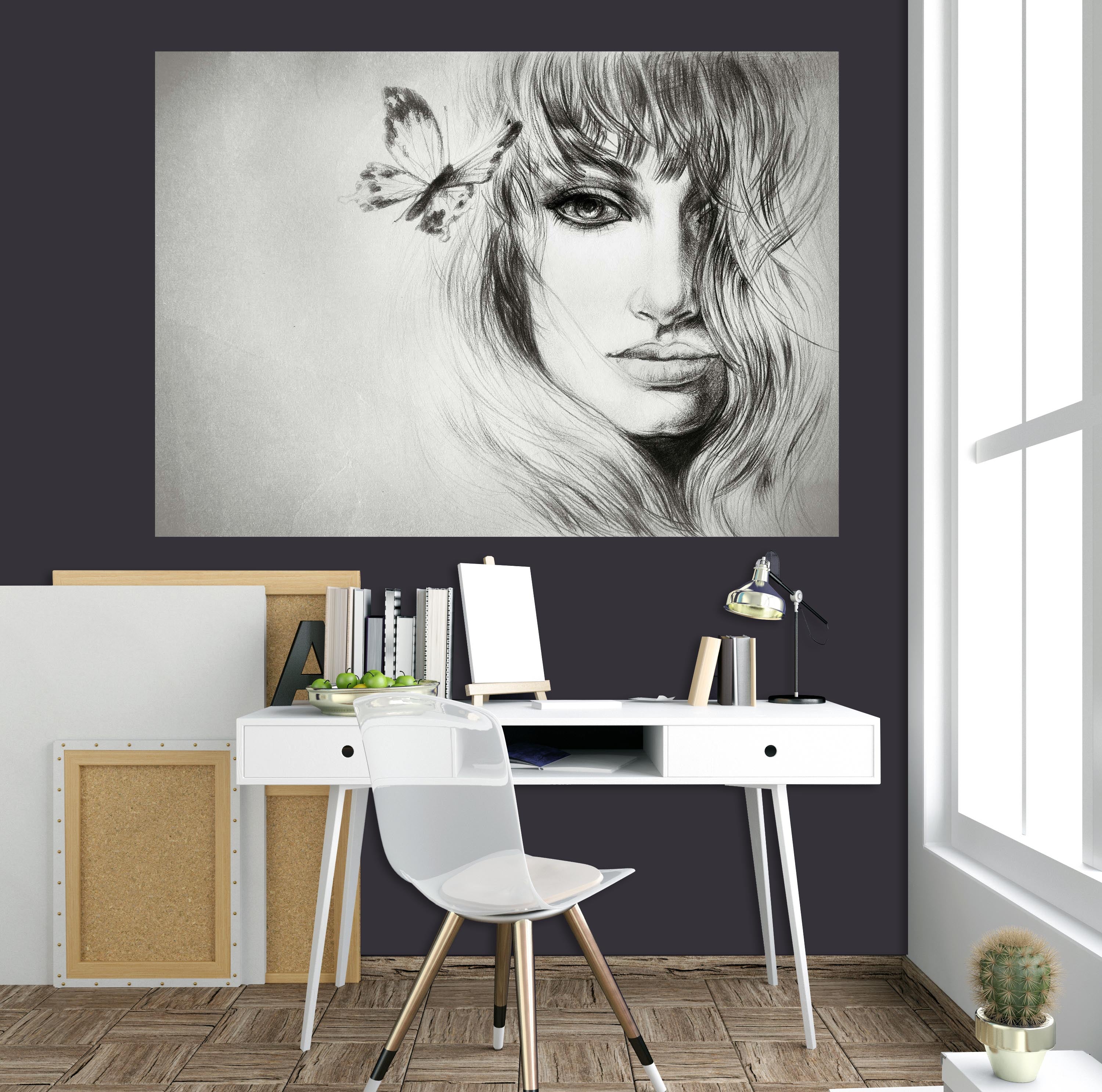 3D Sketch Woman 1007 Wall Sticker