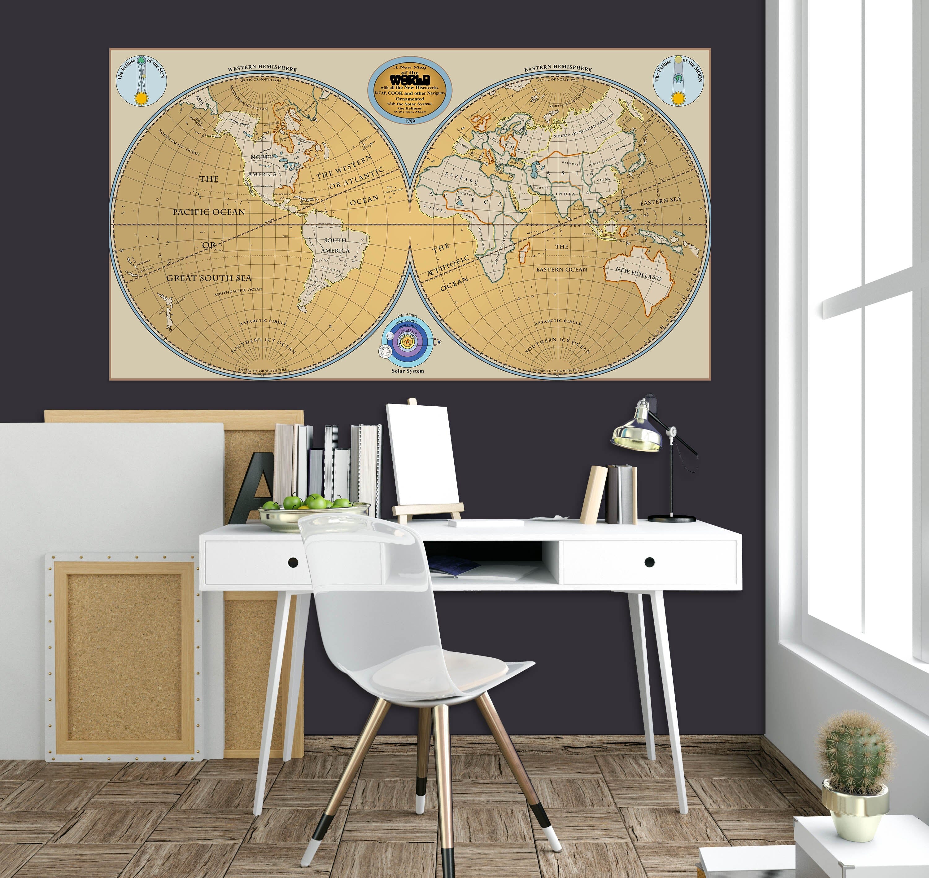 3D Yellow Globe 218 World Map Wall Sticker Wallpaper AJ Wallpaper 2