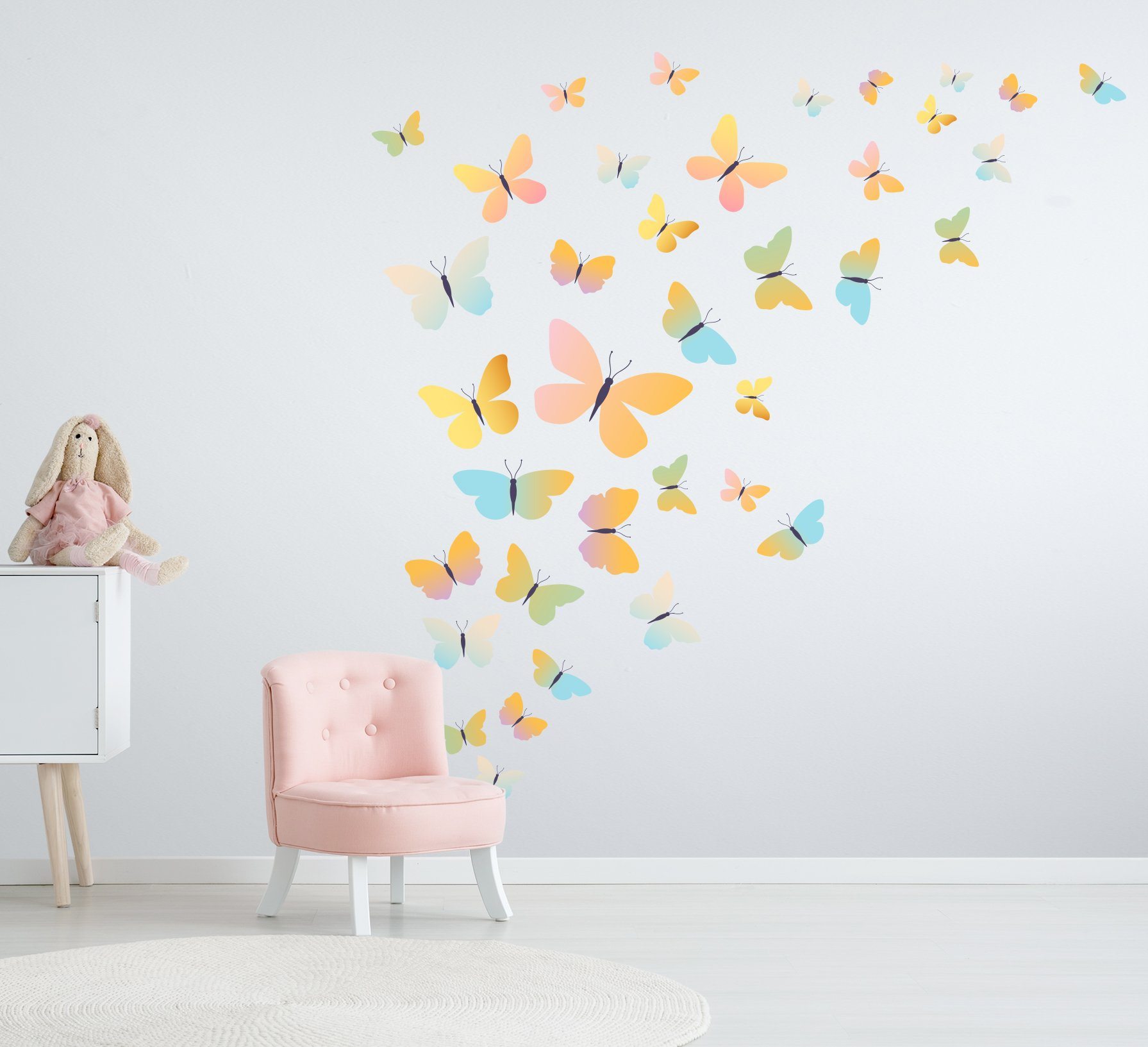 3D Gradient Butterfly Group 137 Wall Stickers Wallpaper AJ Wallpaper