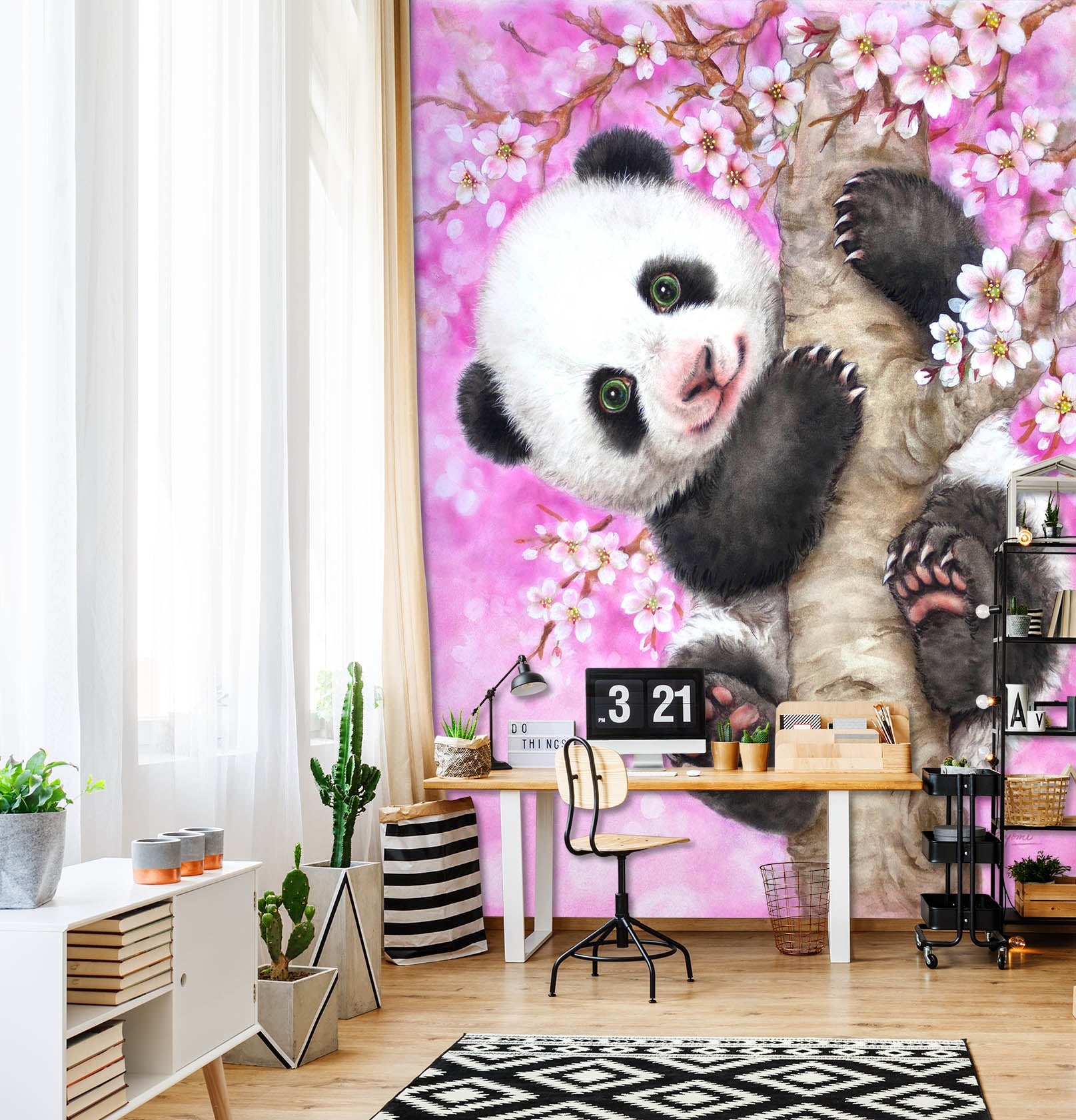 3D Peach Tree Panda 5555 Kayomi Harai Wall Mural Wall Murals