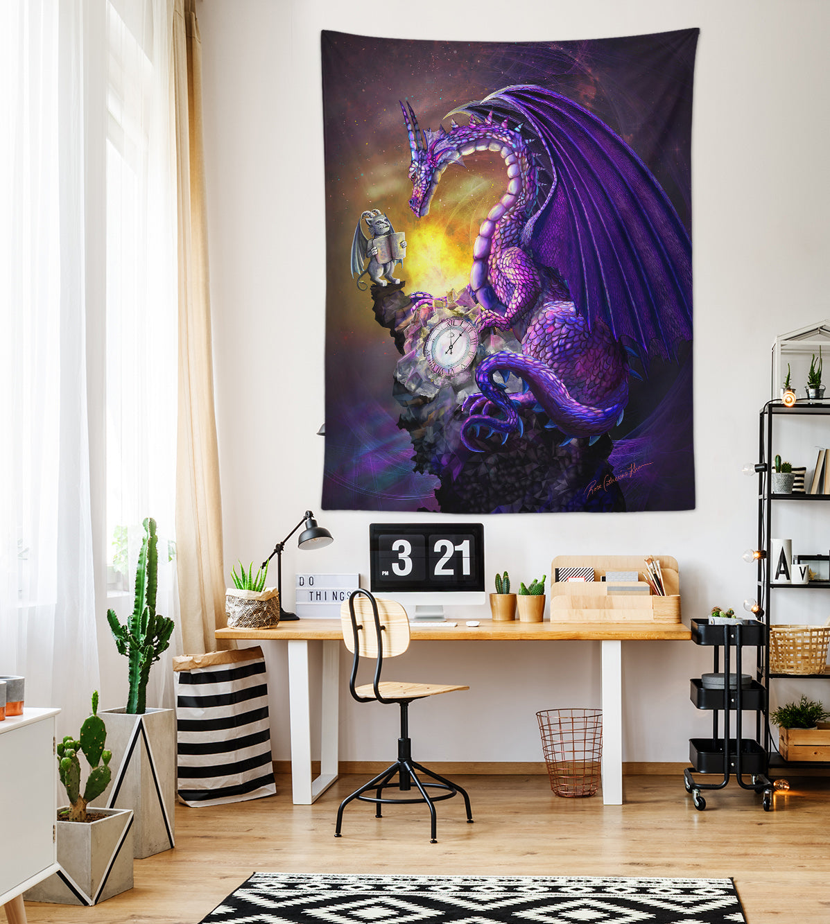 3D Purple Dragon 5217 Rose Catherine Khan Tapestry Hanging Cloth Hang
