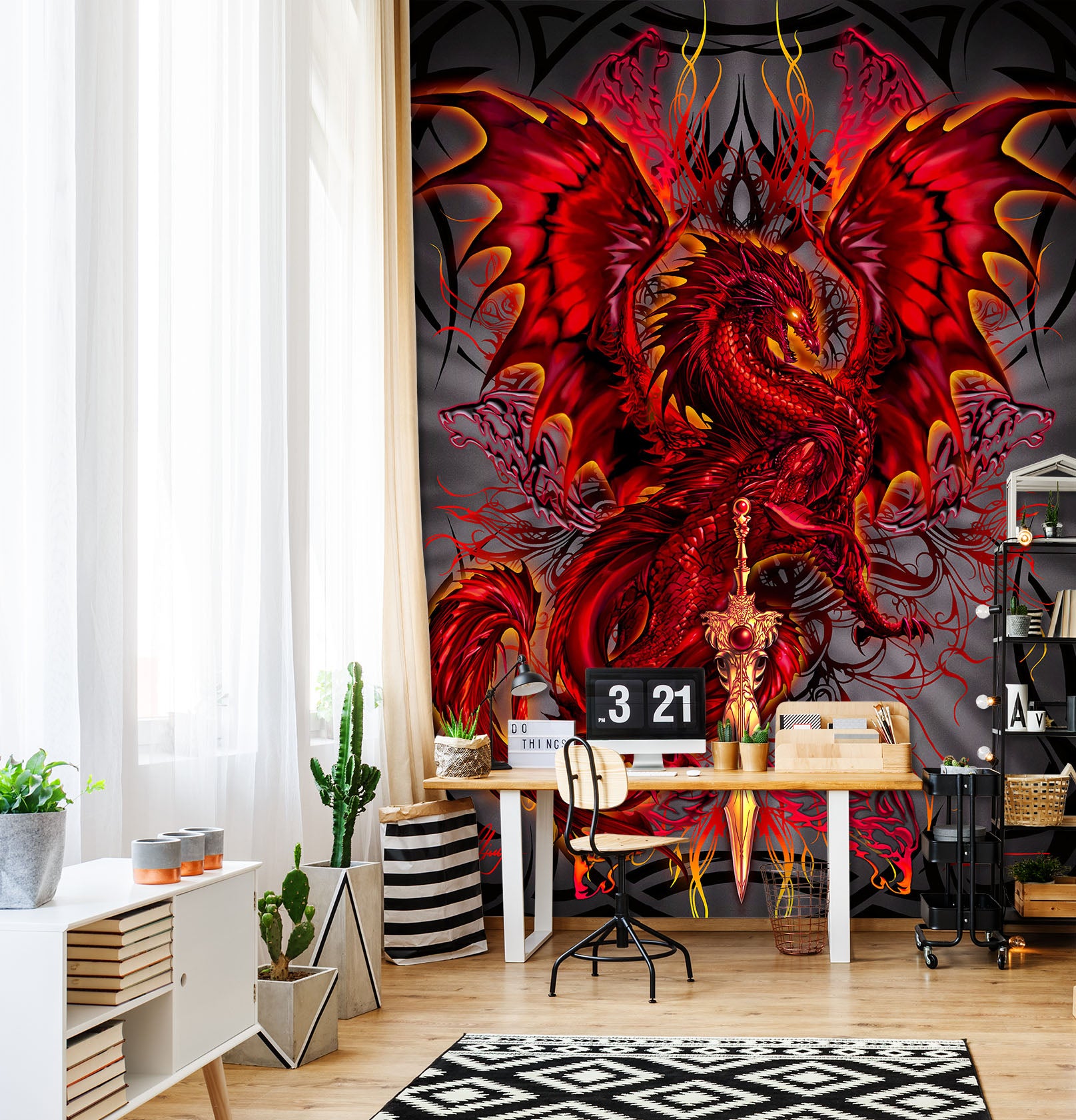 3D Red Dragon 8130 Ruth Thompson Wall Mural Wall Murals
