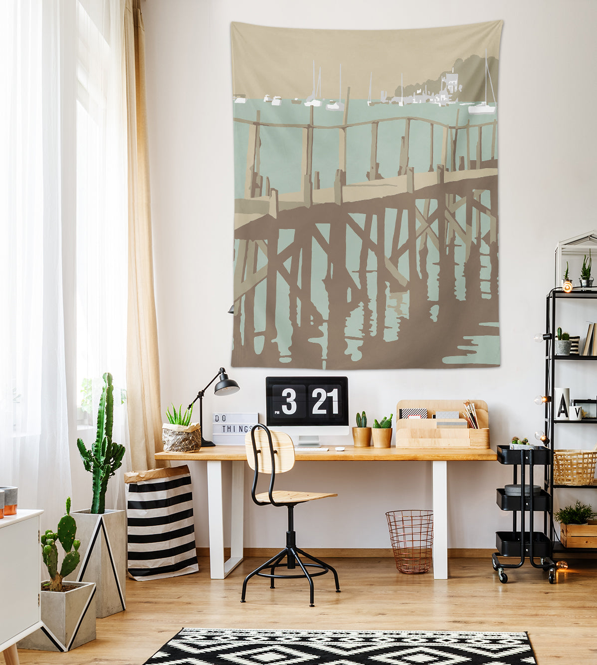 3D Wooden Bridge 5368 Steve Read Tapestry Hanging Cloth Hang