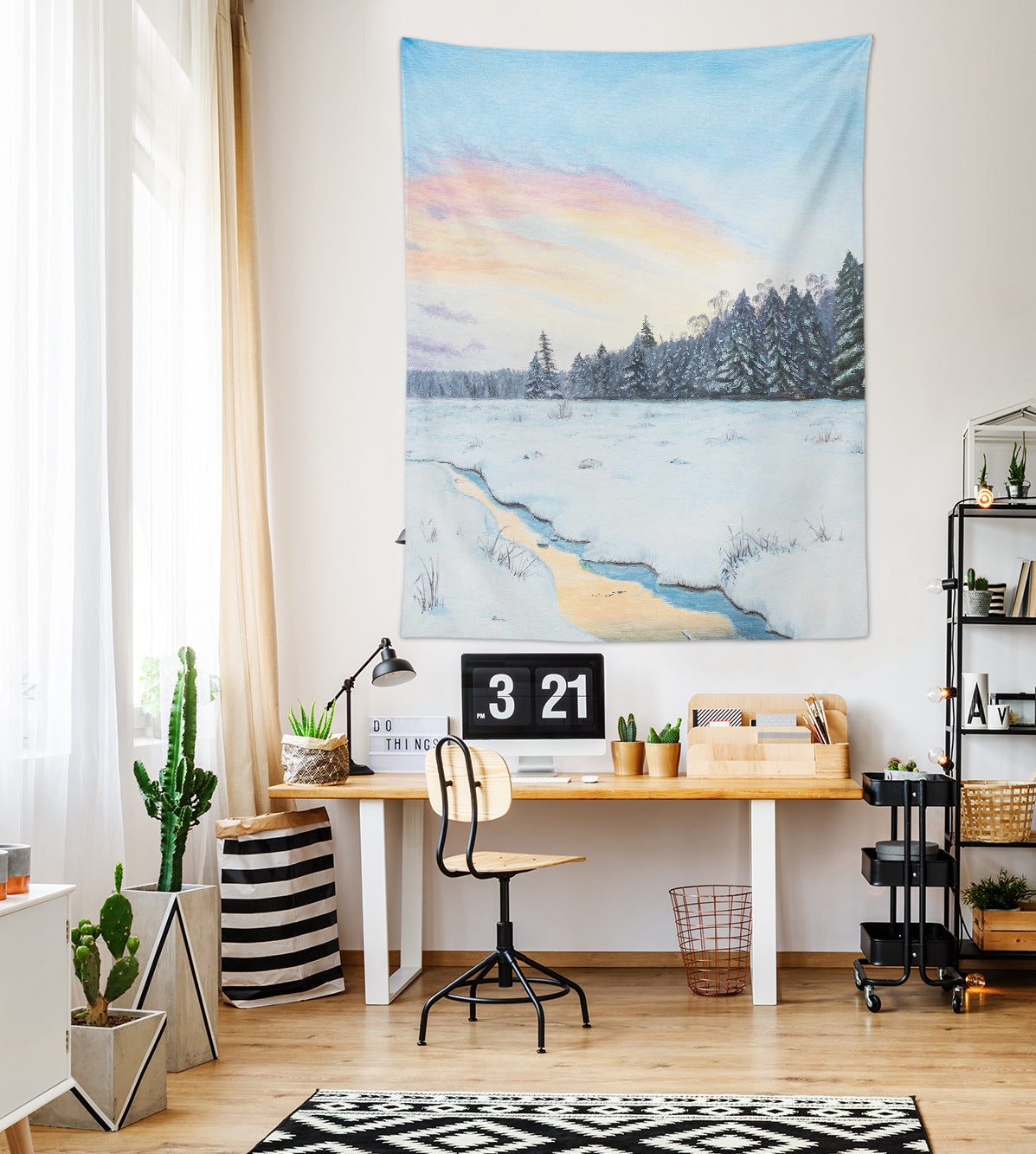 3D Winter Snow 5299 Marina Zotova Tapestry Hanging Cloth Hang