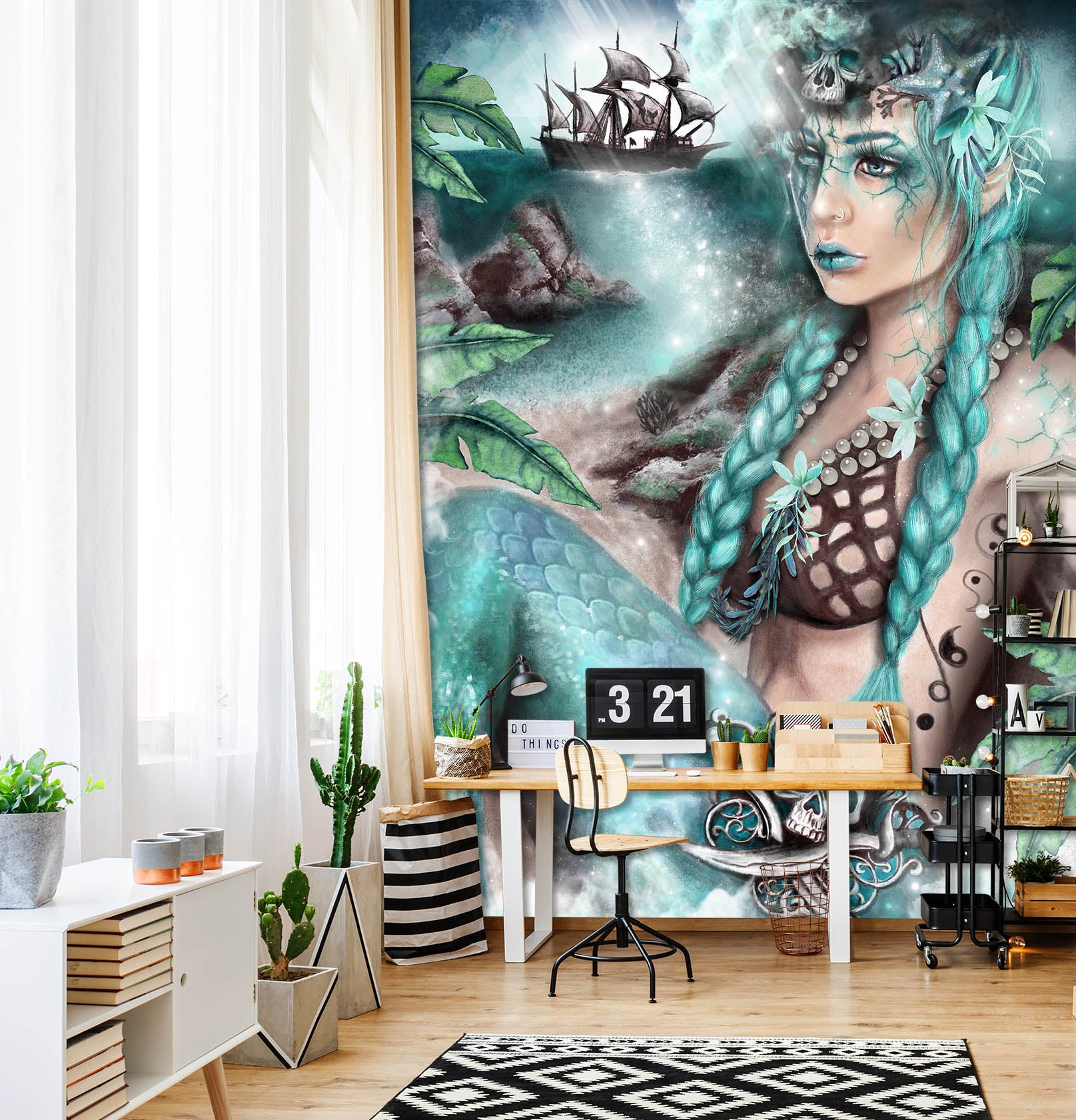 3D Mermaid Woman 8446 Sheena Pike Wall Mural Wall Murals