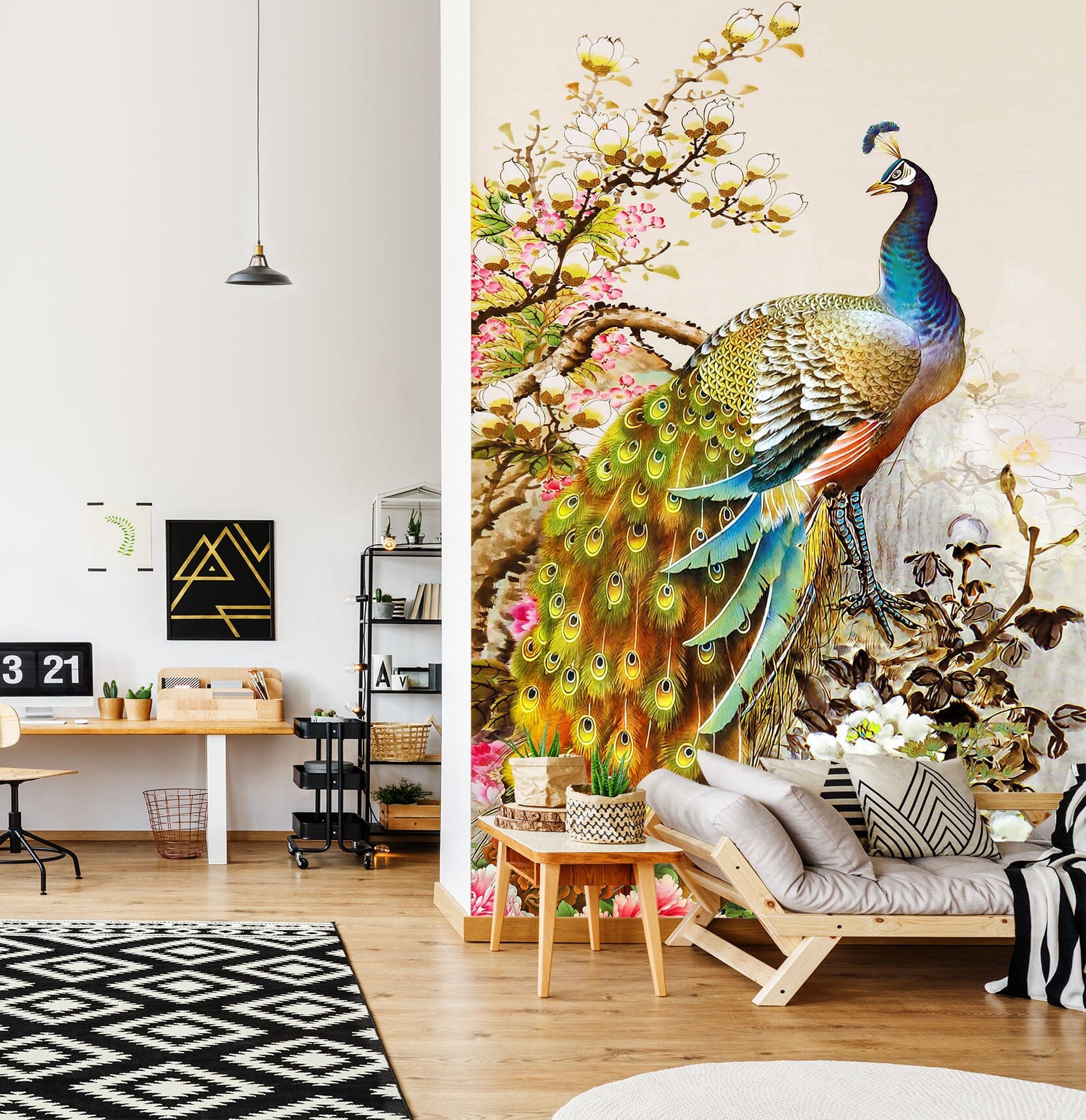 3D Flower Peacock 1875 Wall Murals Wallpaper AJ Wallpaper 2