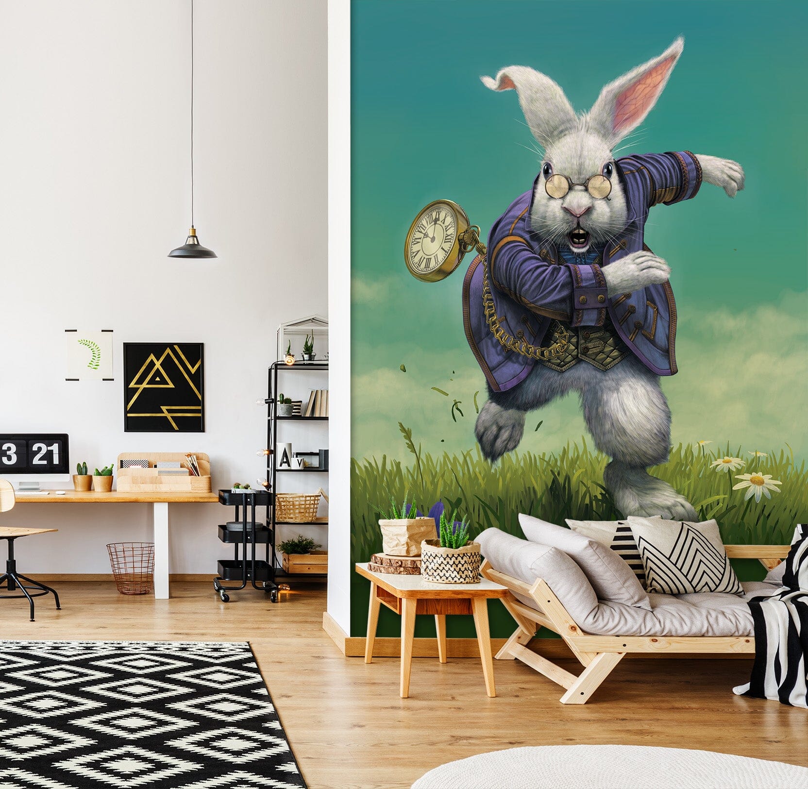 3D White Rabbit 1570 Wall Murals Exclusive Designer Vincent Wallpaper AJ Wallpaper 2