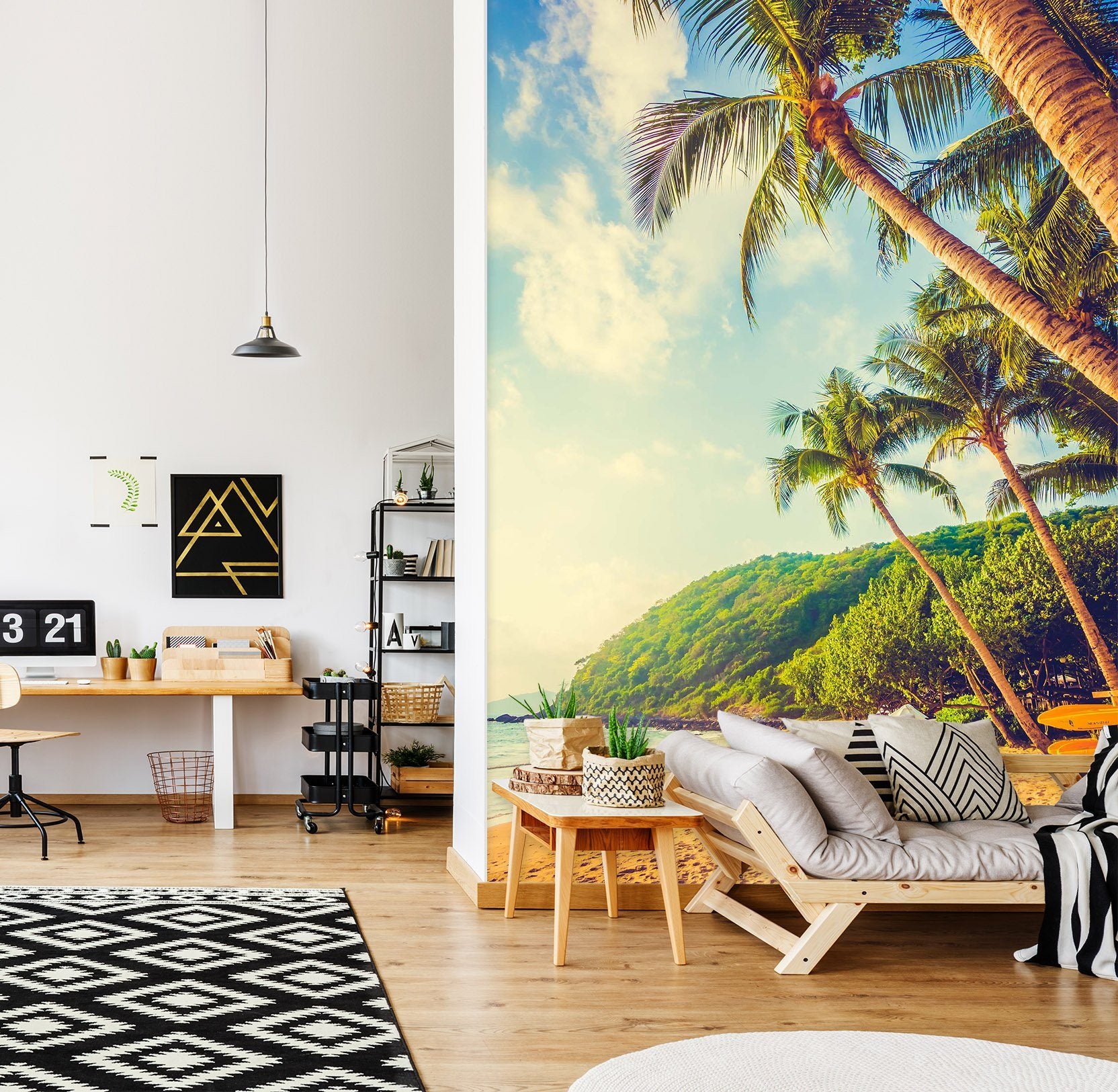 3D Beach Sea Tree 88 Wall Murals Wallpaper AJ Wallpaper 2