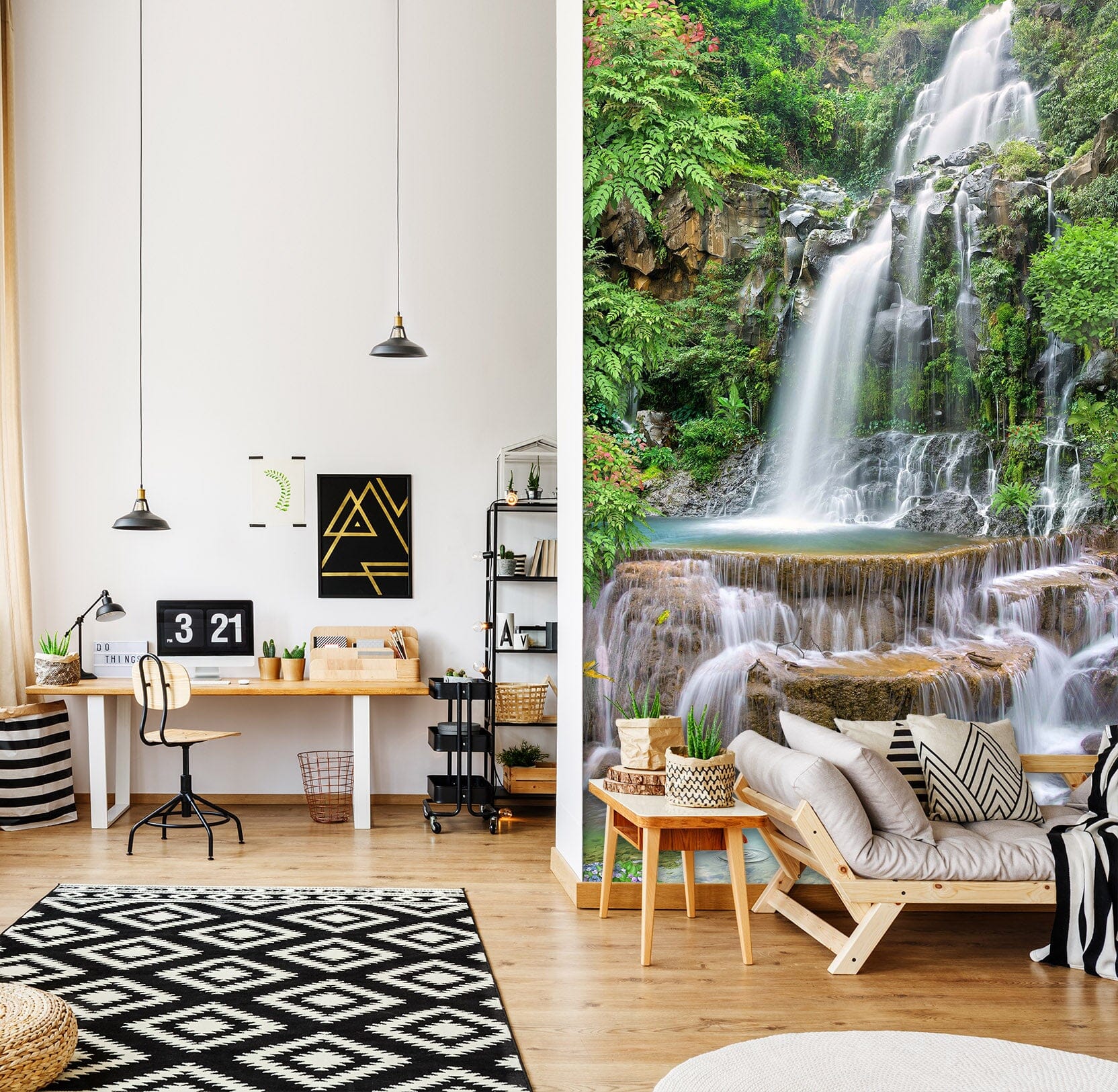 3D Forest Waterfall 1539 Wall Murals Wallpaper AJ Wallpaper 2