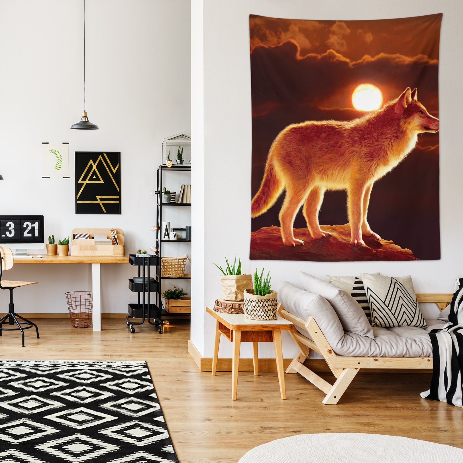 3D Sunset Wolf 11736 Vincent Tapestry Hanging Cloth Hang