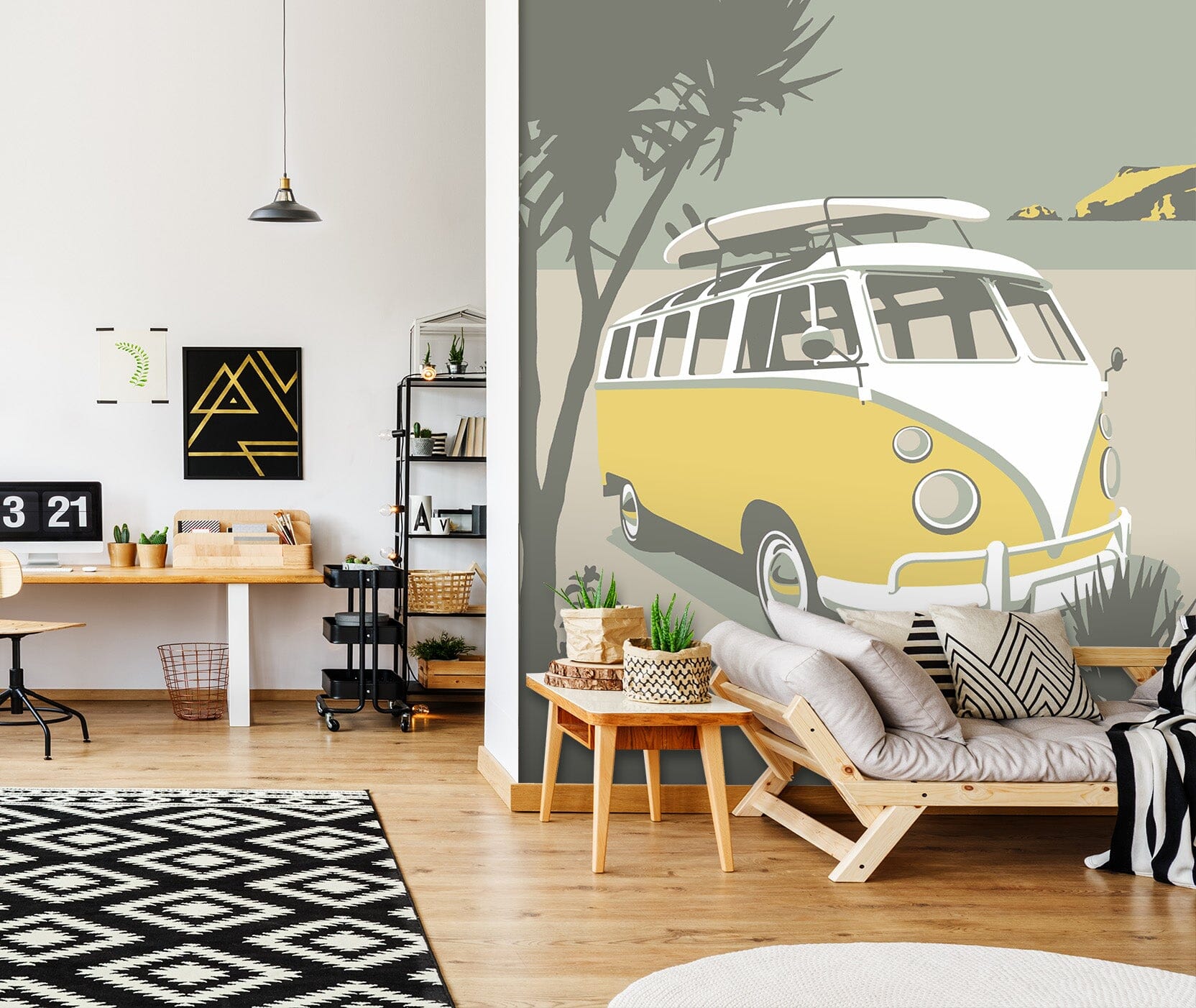 3D Polzeath Camper 1039 Steve Read Wall Mural Wall Murals Wallpaper AJ Wallpaper 2