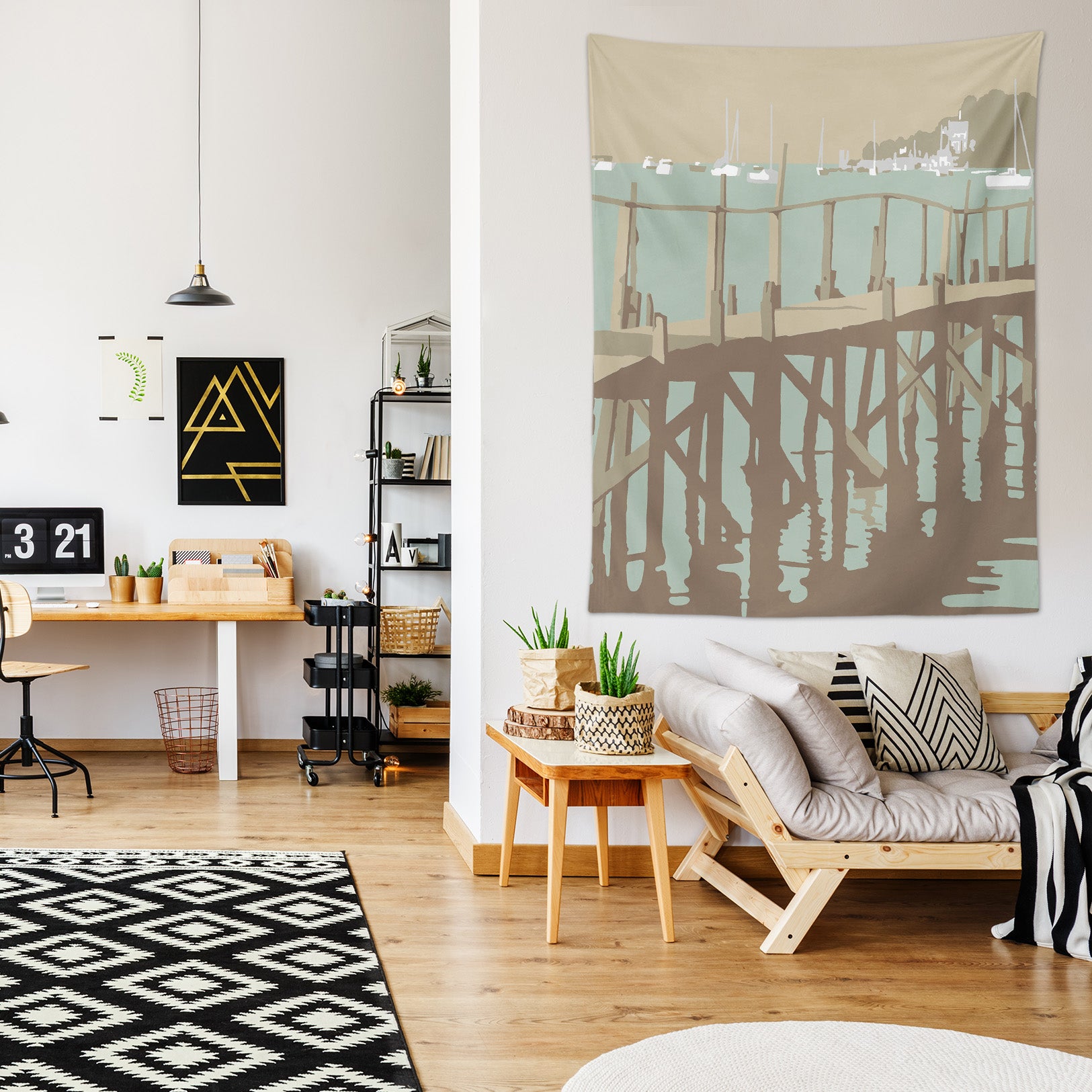 3D Wooden Bridge 5368 Steve Read Tapestry Hanging Cloth Hang