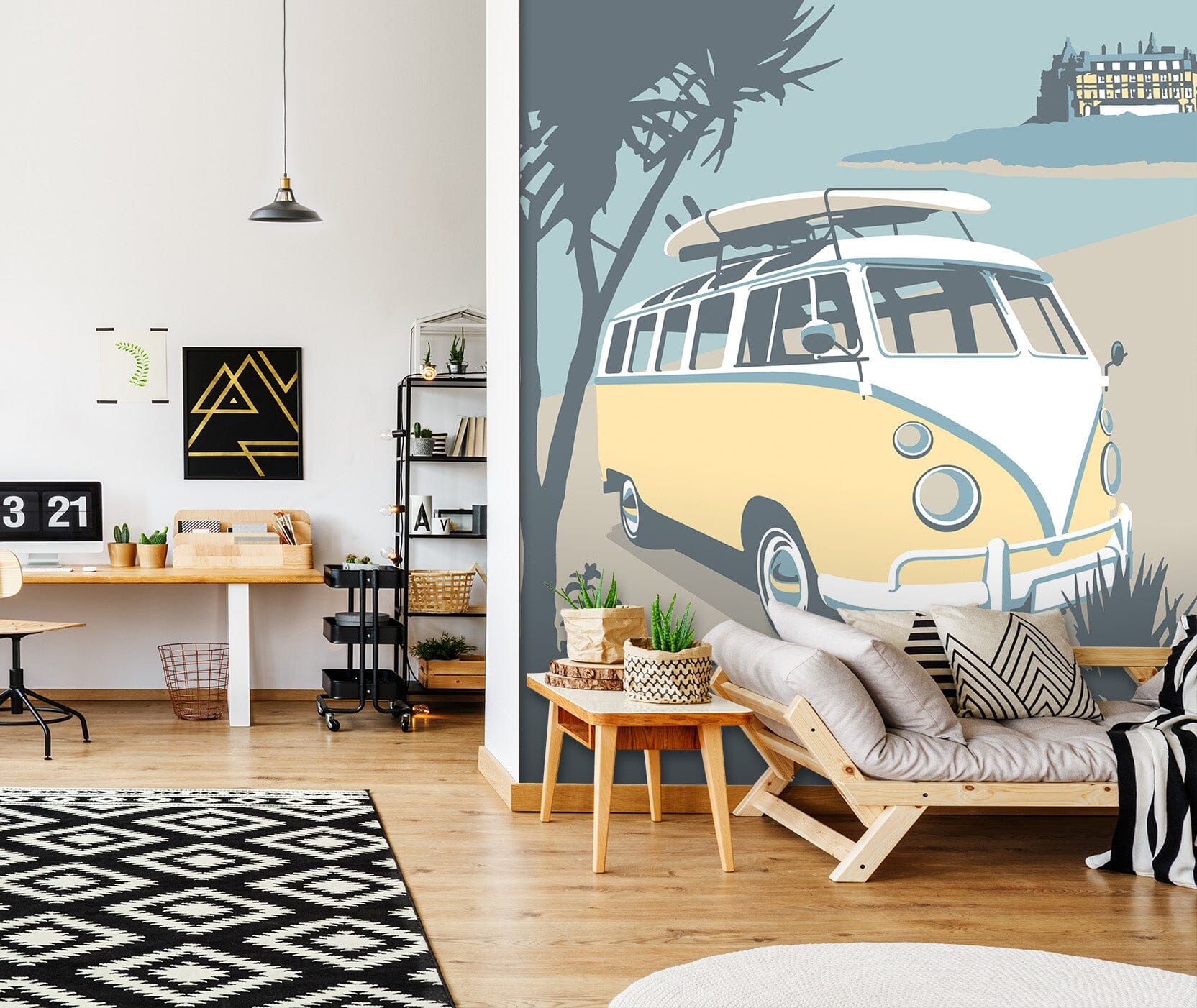 3D Newquay Camper 1031 Steve Read Wall Mural Wall Murals Wallpaper AJ Wallpaper 2